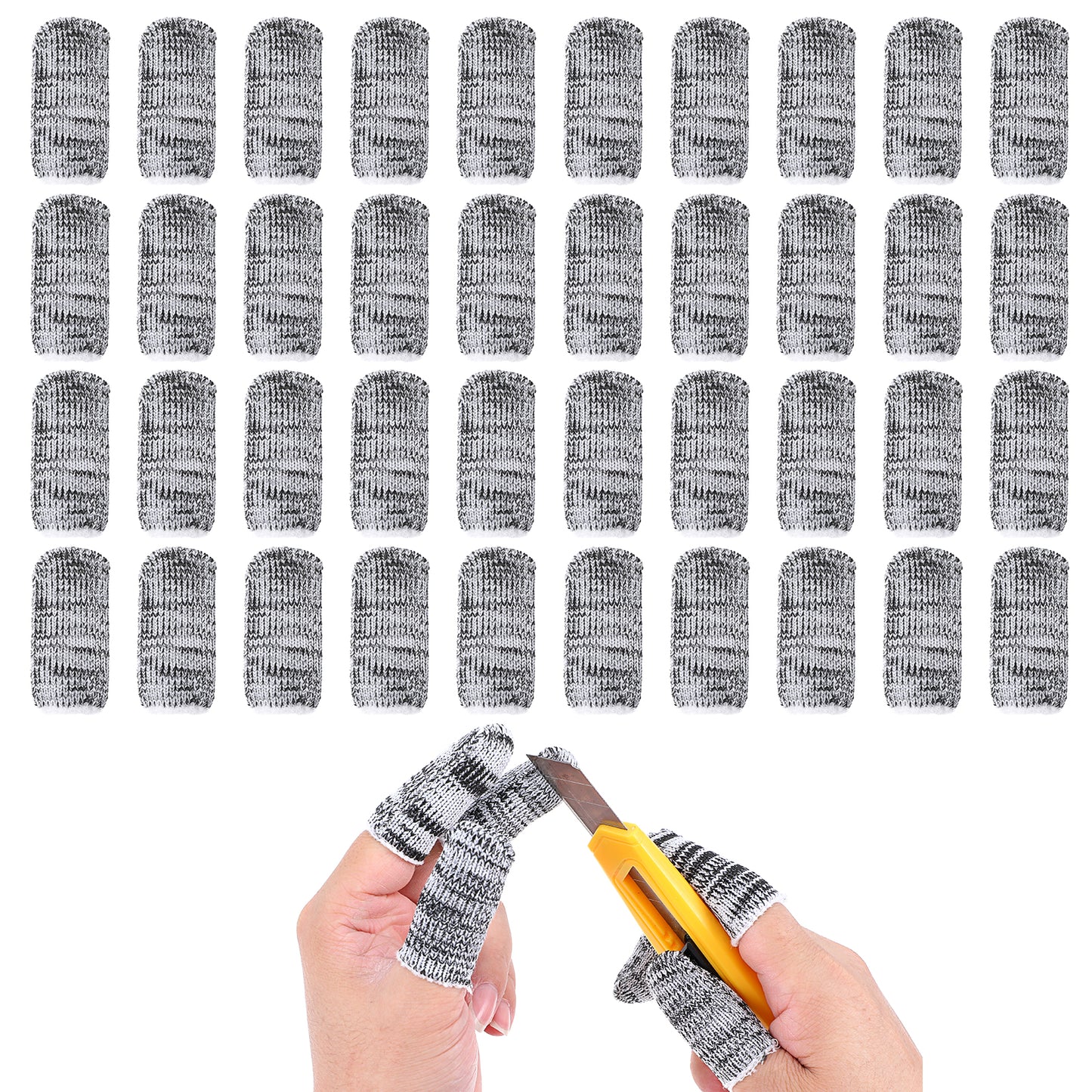 Wanmu 40 Pcs Cut Resistant Finger Cots, Reusable Anti-Cut Fingertip Covers Finger Tips Protector Gloves, Breathable Thumb Finger Bed Guards Sleeves for Kitchen Food Cutting Sculpture Work Supplies