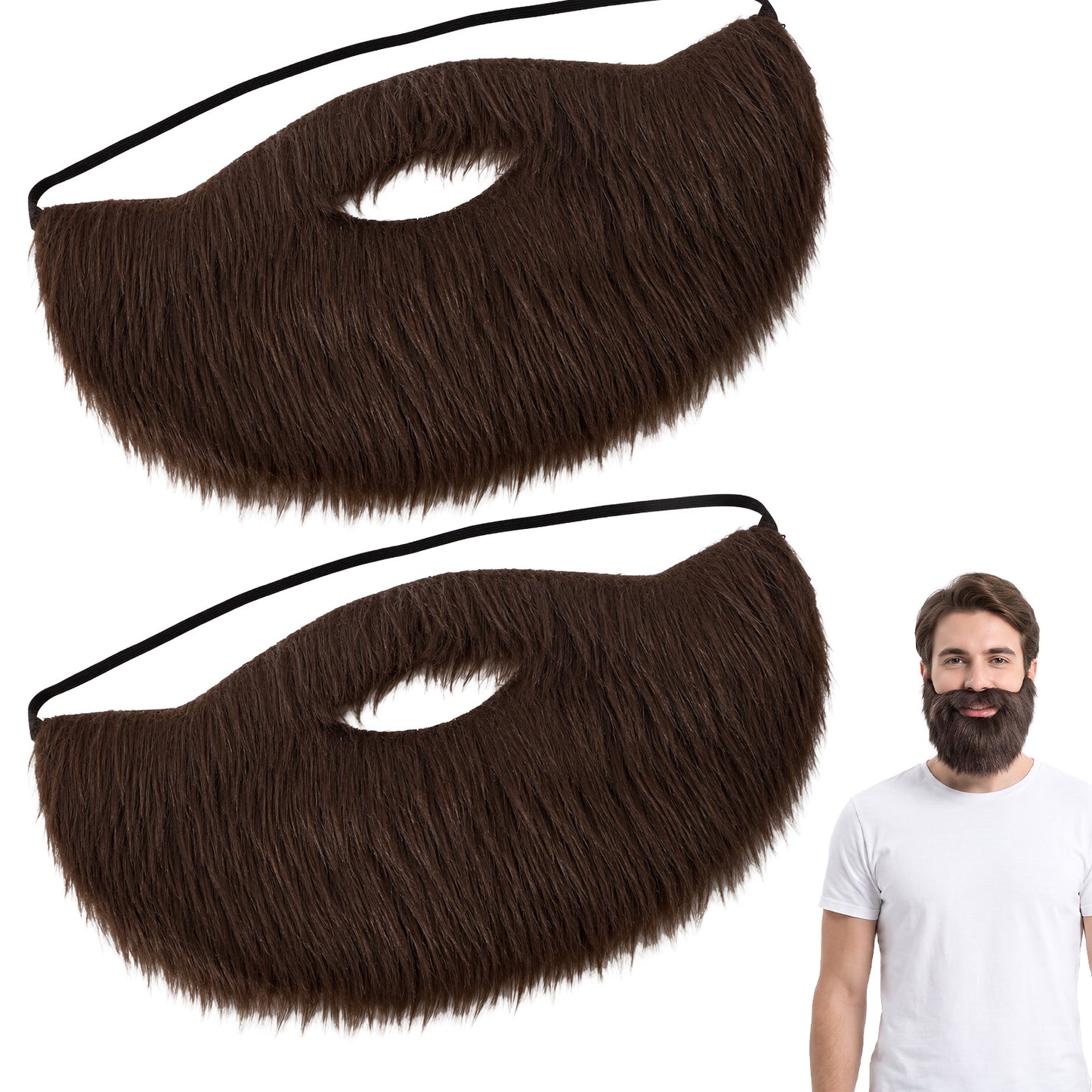 Brown Fake Beard Mustache Costume Beard Wig for Halloween Cosplay Party