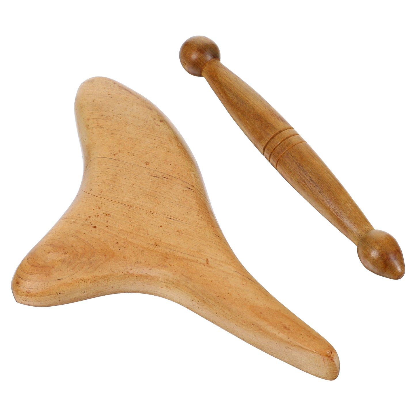 2 Pcs Reflexology Tools Wood Body Massager Small Triangle Gua Sha Board Ergonomic Scraping Board Foot Massage Stick Tool for Head Neck Hand Waist Calf Leg Foot Massager
