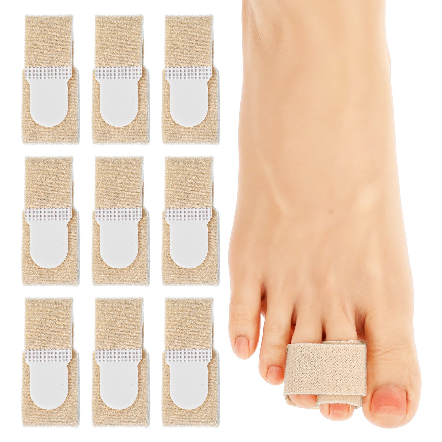 10 Pack Hammer Toe Corrector Reusable Fabric Toe Wraps Cushioned Toes Splint Hammertoe Straightener Bandages Protectors Toes Protection Splint for Men Women Crooked Curled Bent