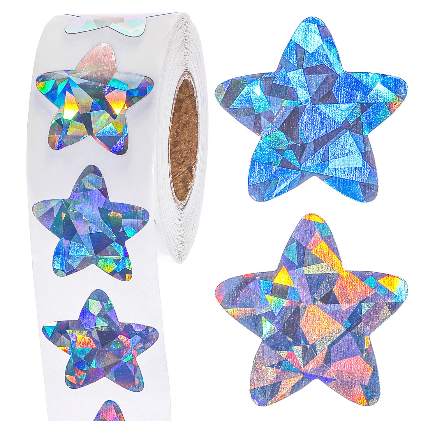 1000 Pcs Holographic Silvery Star Stickers, 1 Inch Self Adhesive Metallic Glitter Foil Stickers, Sparkly Star Stickers Reward Behavior Chart Labels for School Classroom Teacher Supplies - 2 Rolls