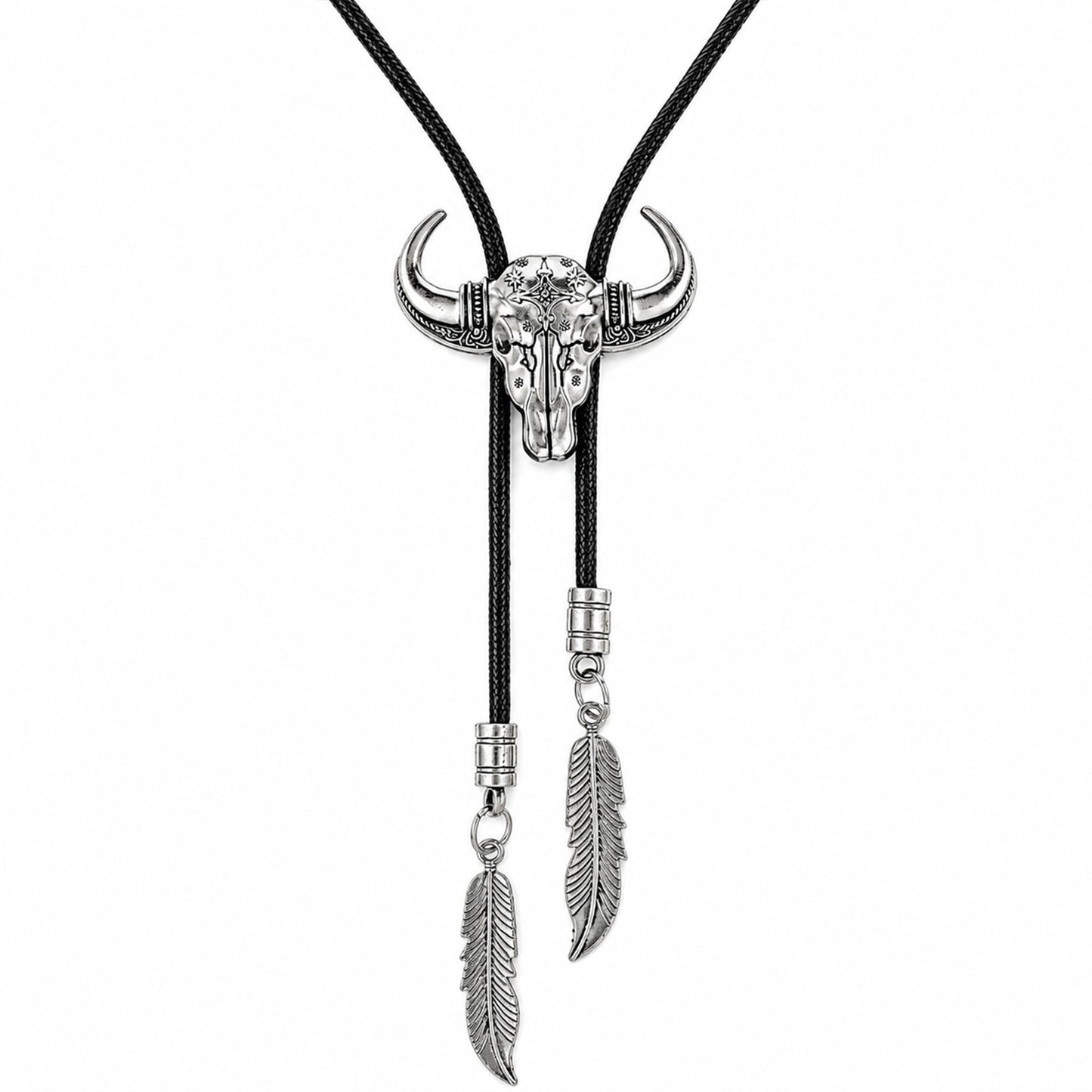 ElevateTech Bolo Tie for Men Cow Design Cowboy Tie Leather Necklace Western Bolo Necktie Necklace men women accessories