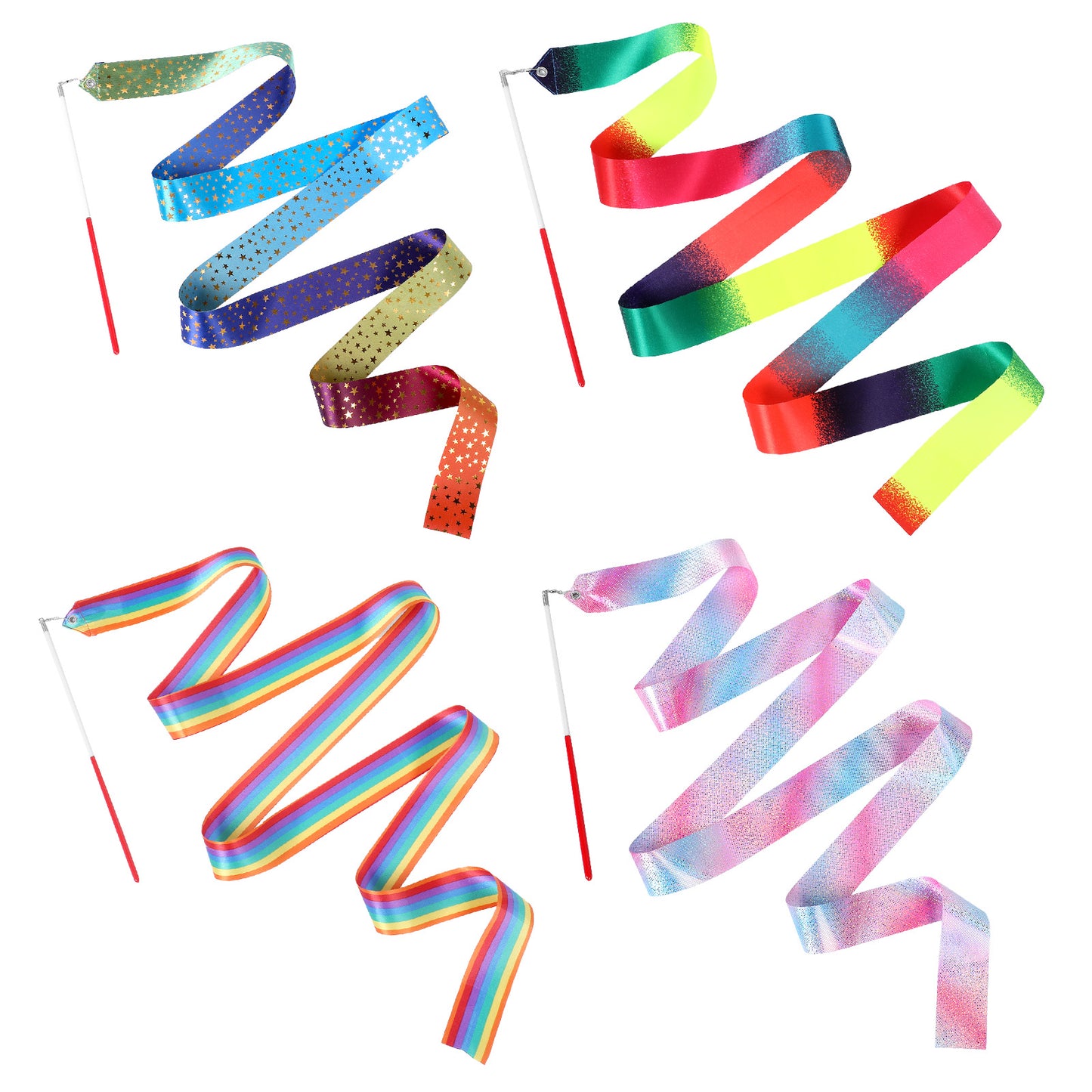 4 Pcs Dance Ribbons 80 Inch Rhythmic Gymnastics Ribbon Sparkly Dance Ribbon Twirling Dancing Ribbons Birthday Party Decorations for Kids Girls Adults Talent Shows Artistic Dancing Training