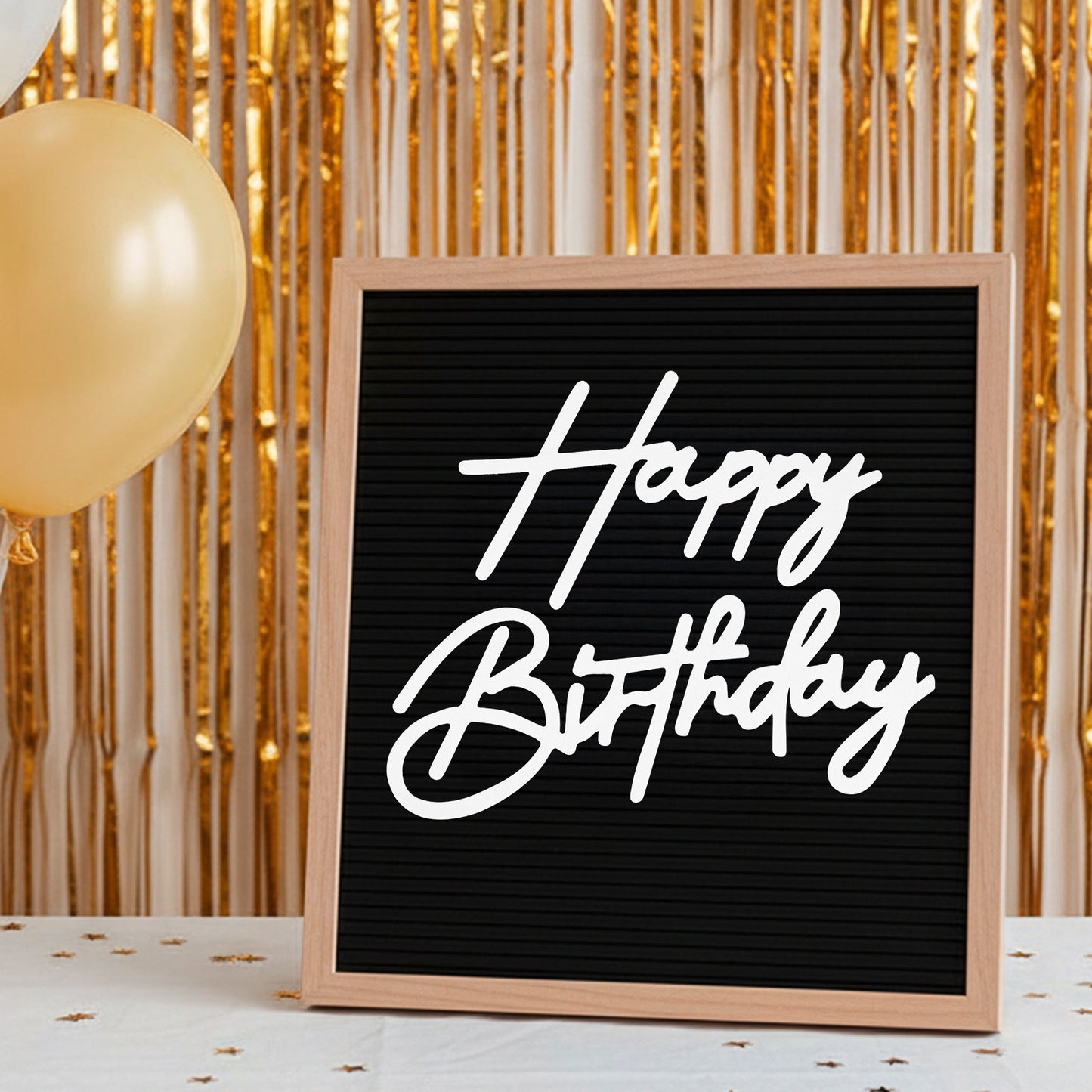 Sibba Happy Birthday Sign for Backdrop White & Black Felt Fabric Birthday Banner for Wall Decor Reusable Party Photo Booth Backdrop for Kids Adults Celebrations (Happy 13.3×8.6in Birth day 16.7×5.9in)