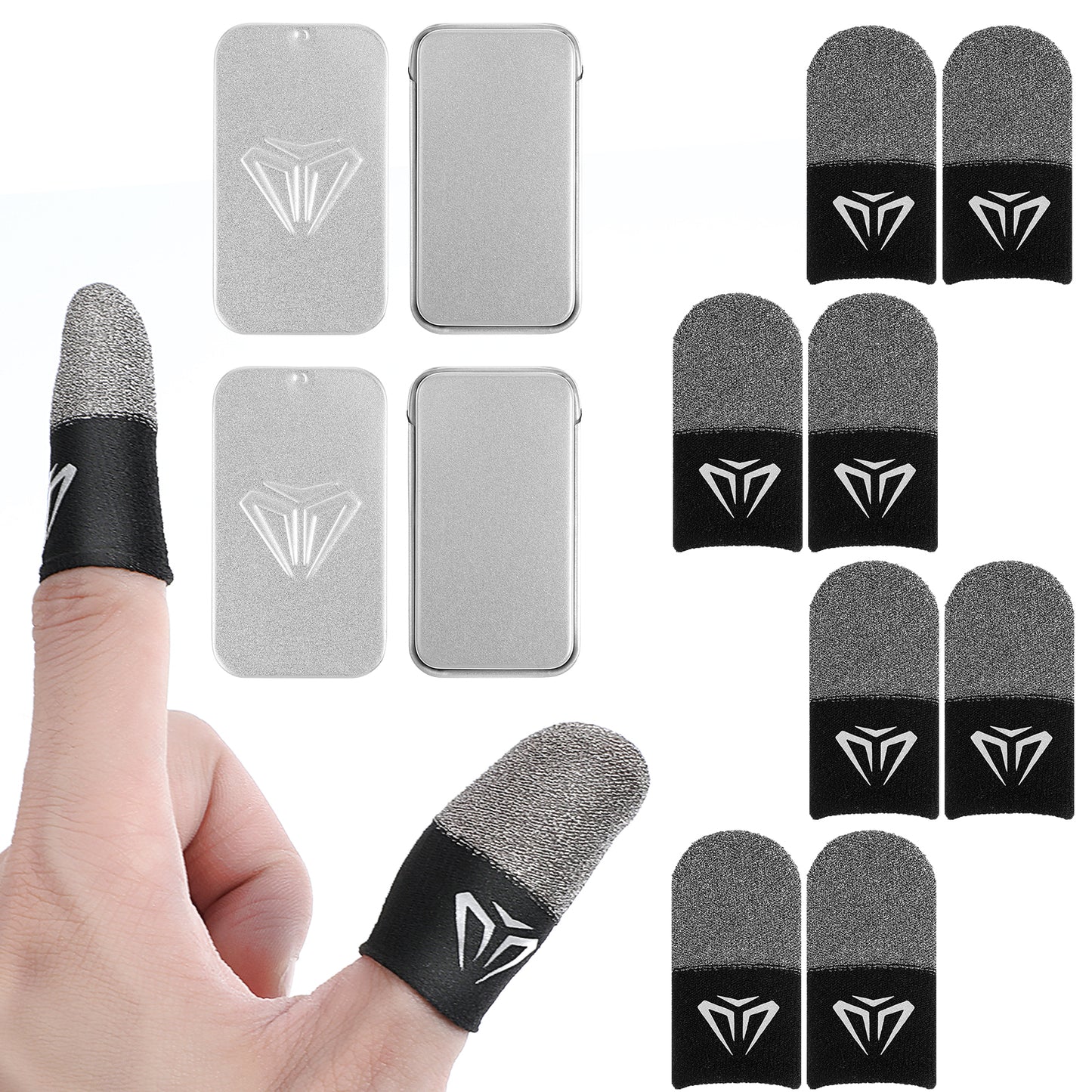 Wanmu 6Pairs Mobile Gaming Finger Sleeves, Ultra-Thin Silver Fiber Breathable Game Compression Thumb Sleeves Covers, Sweatproof Seamless Thumb Protector Support Stabilizer Finger Gloves