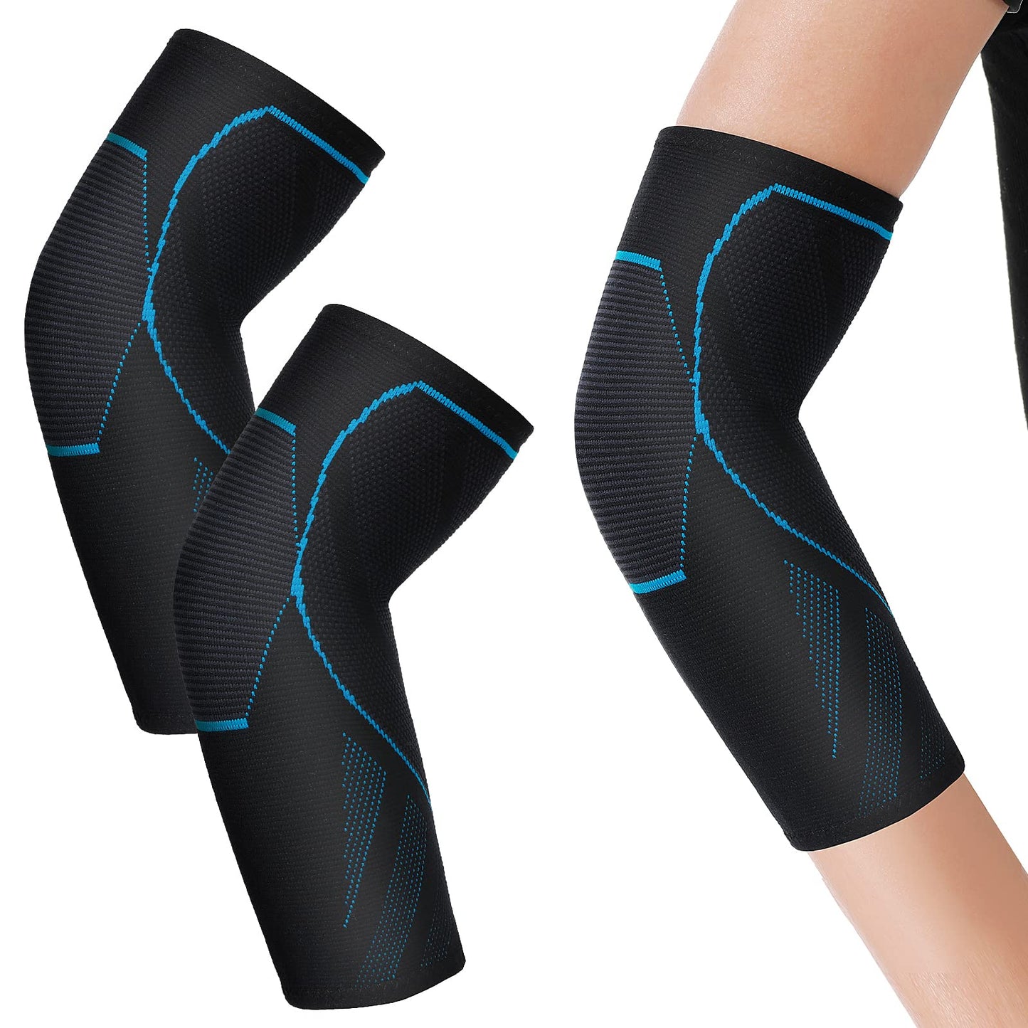 WLLHYF 1 Pair Elbow Compression Sleeve Thicken Breathable Elbow Pads Wraps Arm Brace Support Forearm Pain Relief Reduce Tendonitis Arthritis Elbow Brace for Men Women