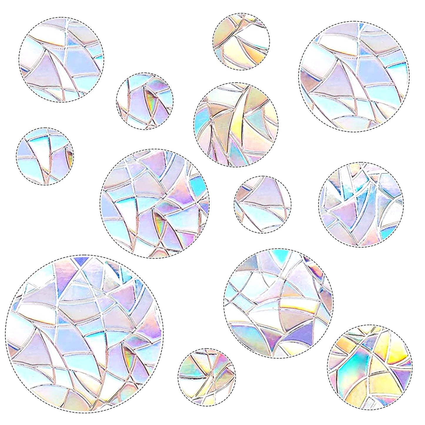 39Pcs Circle Window Clings Reusable Rainbow Stickers Anti-Collision Window Decals Non Adhesive Prismatic Window Clings for Door Glass Windows Save Birds from Window Collisions