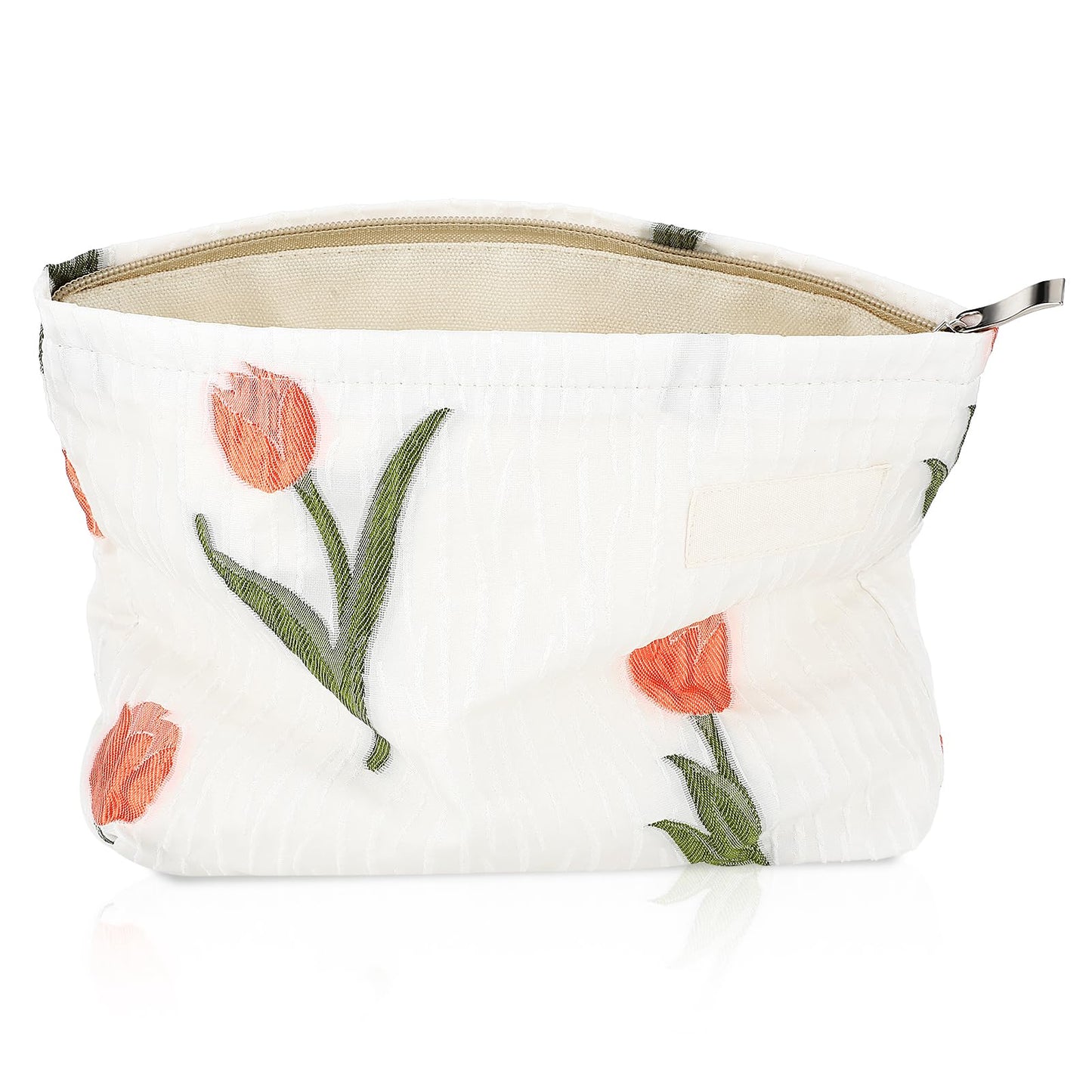 Sibba Makeup Bag Make Up Toiletry Organizer Cosmetic Pouch Small Capacity Little Size Travel Case Set Floral Aesthetic Purse Make-Up Canvas Pockets Women