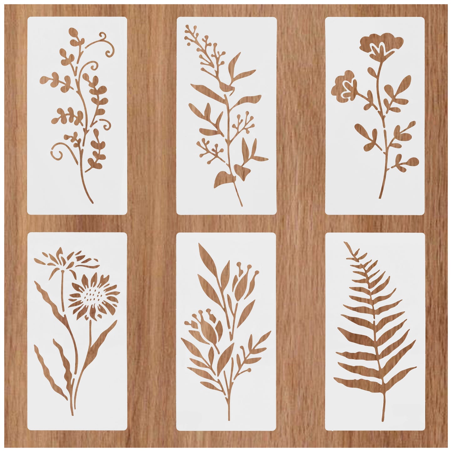 Wanmu 18 Pcs Flower Stencils, Reusable Floral Painting Crafts Stencils, Flower Leaf Art Drawing Templates for Adults Kids DIY Wood Card Wall Door Canvas Furniture Home Decor