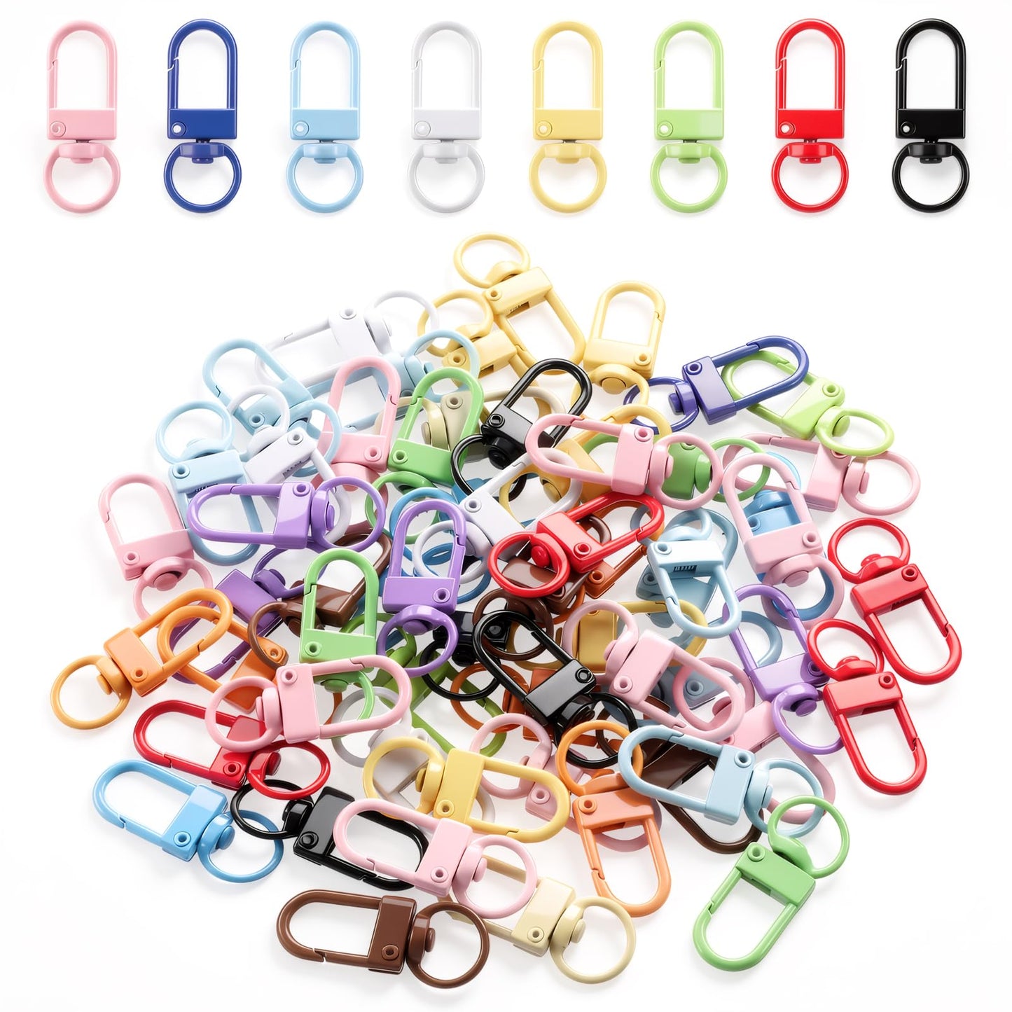 Gjinxi 60pcs DIY Keychain Clip Swivel Snap Lobster Claw Clasp Accessories
