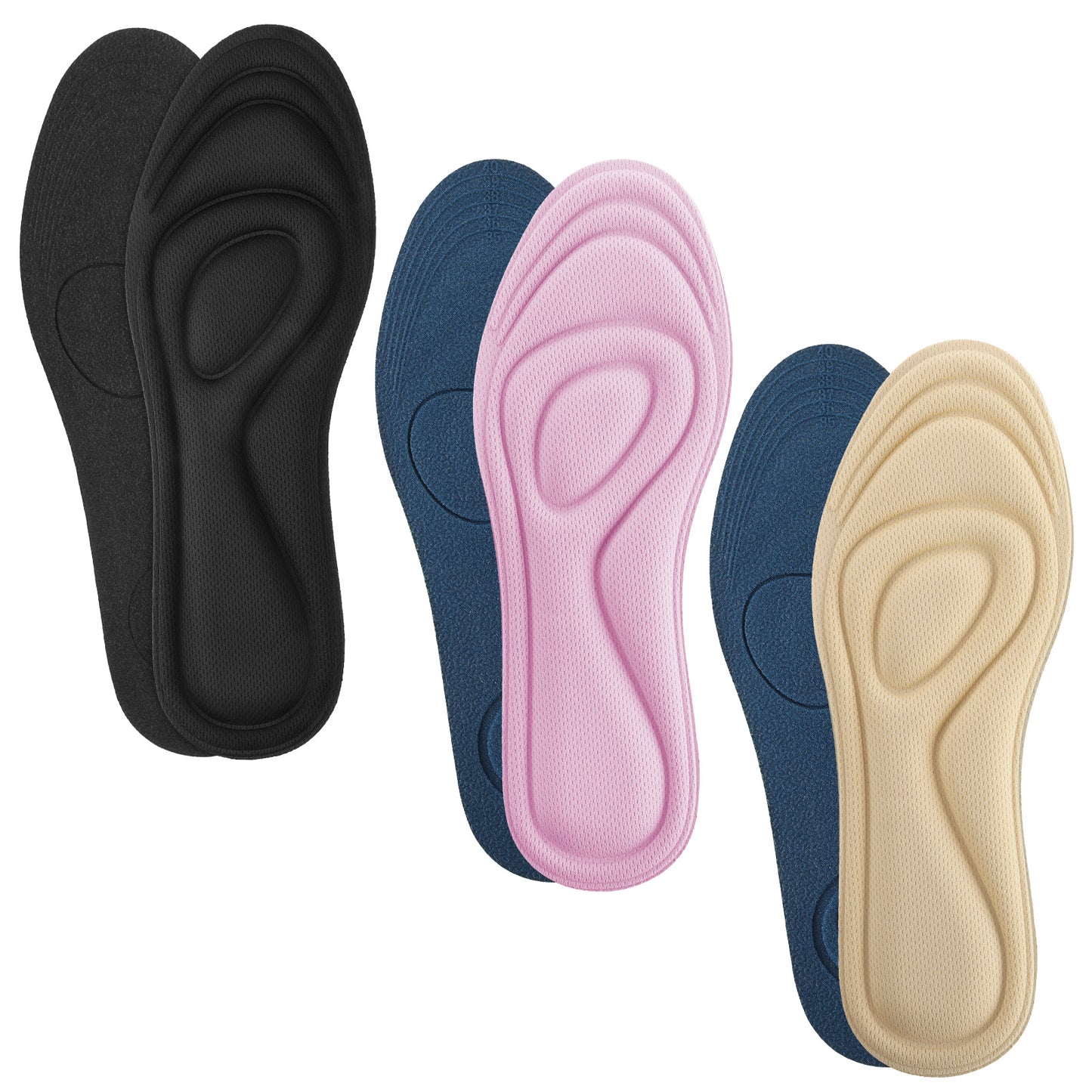 Wanmu 3Pairs Memory Foam Insoles for Women Men Cushioned Shoe Inserts Soles