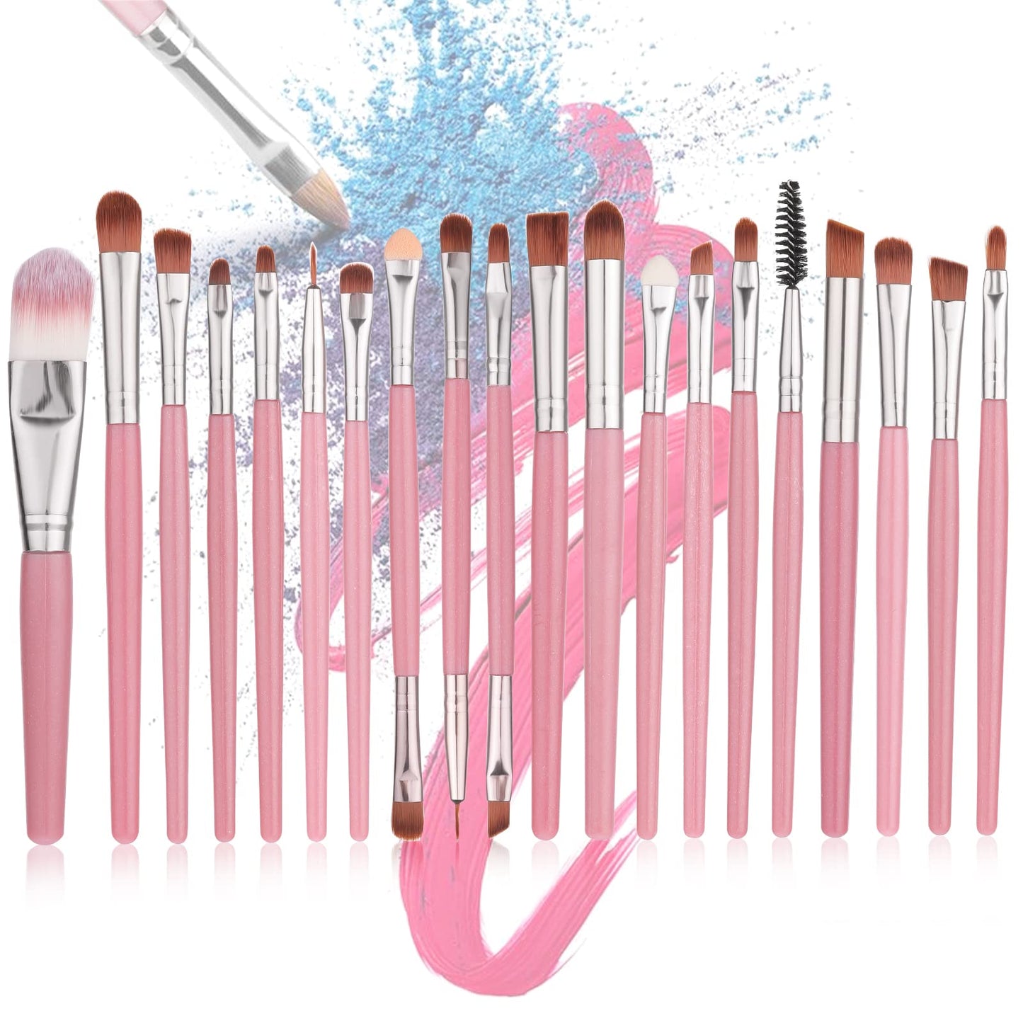 Sibba Makeup Brush Set, 20 Pcs Premium Synthetic Foundation Powder Concealers Eye shadows Blush Makeup Brushes with Soft Hairs and Real Wood Handle for Eyeshadow, Blending, Eyebrow, Eyeliner(Pink)
