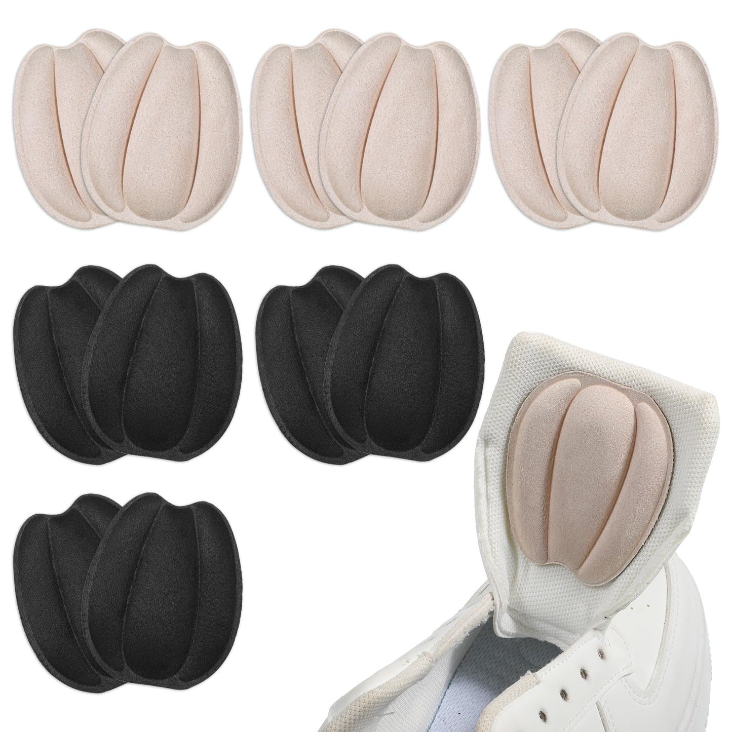 YBEATY 6 Pairs Shoe Tongue Pads Mesh Adhesive Foot Filler Pads Soft Non Slip Heel Cushion Insert Make Shoes Smaller Size Reducer for Women Men Shoes Too Big