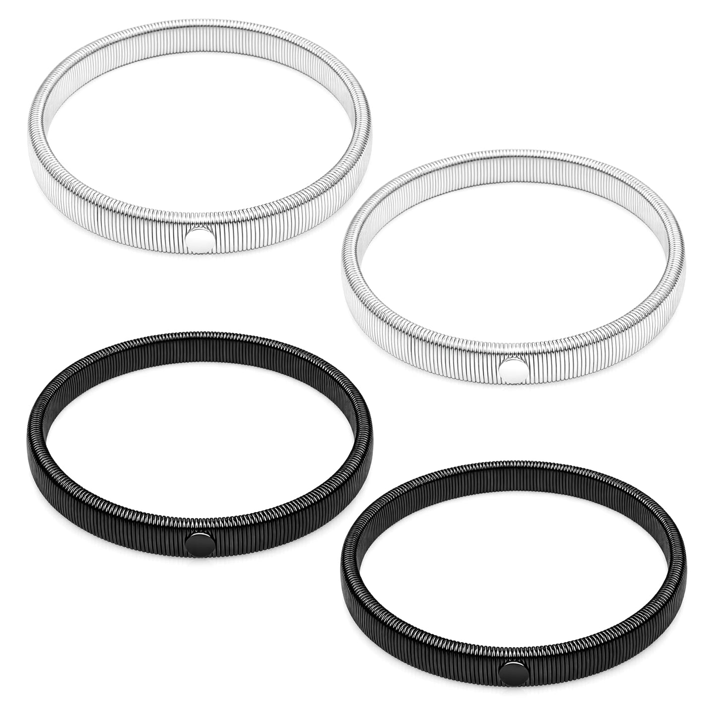 Qianyu 4 Pcs Sleeve Garters Anti-Slip Shirt Sleeves Holder Elastic Metal Armbands Stretchy Metal Armbands for Women Men Fixing Long Shirt Sleeves Work And Housework Daily Use