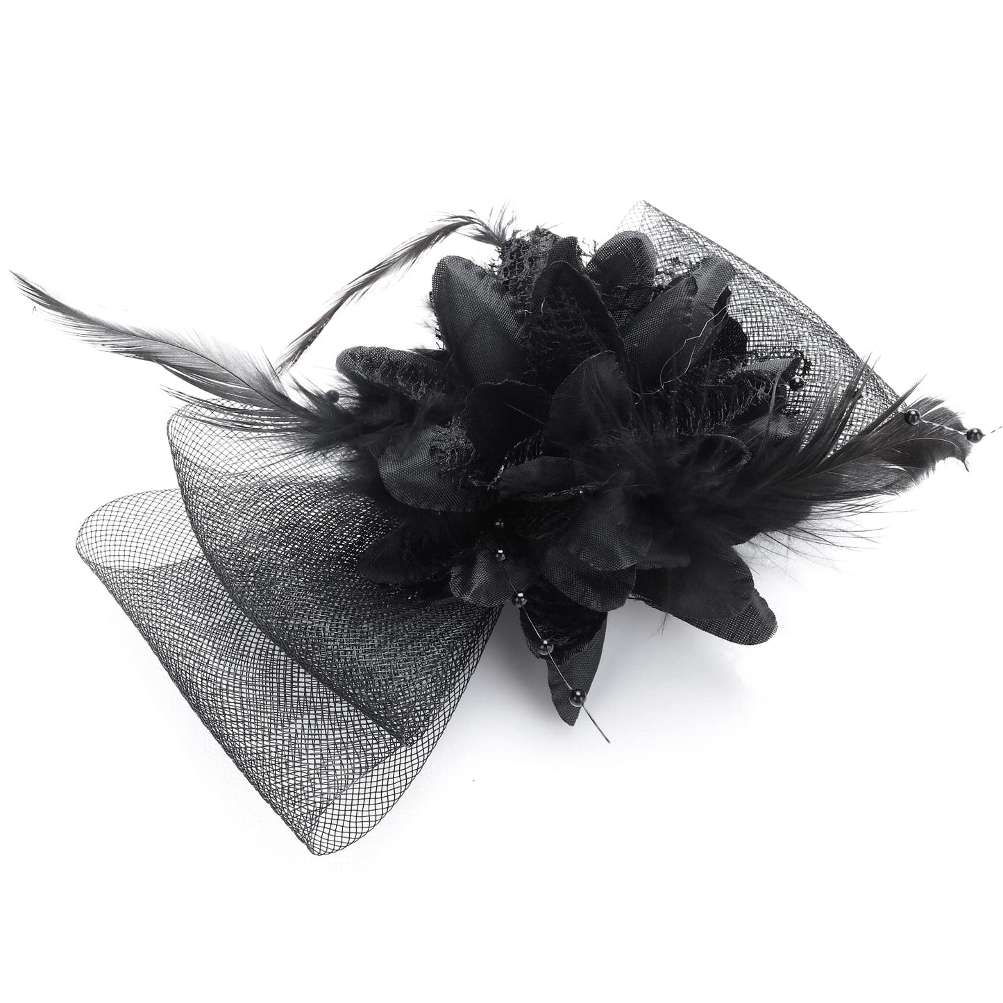 Sibba Flower Hair Clip Pin 1 PC Brooch Fabric Cloth Large Claw Hairclip Feathers DIY Decoration Theme Fascinator Blossom Rose Hairpin Ornament Elegant Headpiece Easter Mother Day Women (Pattern C)