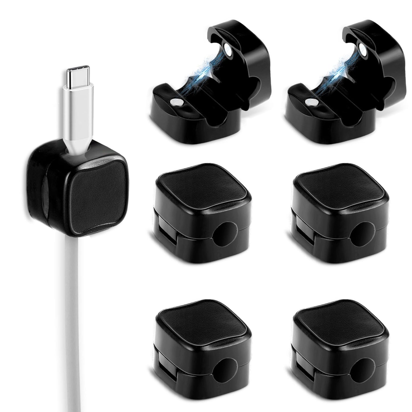 6 Pcs Cord Organizer Holder, Easy Secure Adhesive Cable Management Hide Phone Charging Cable Keeper, Adhesive Charger Cable Clips for Nightstand Wall Car Office Desktop