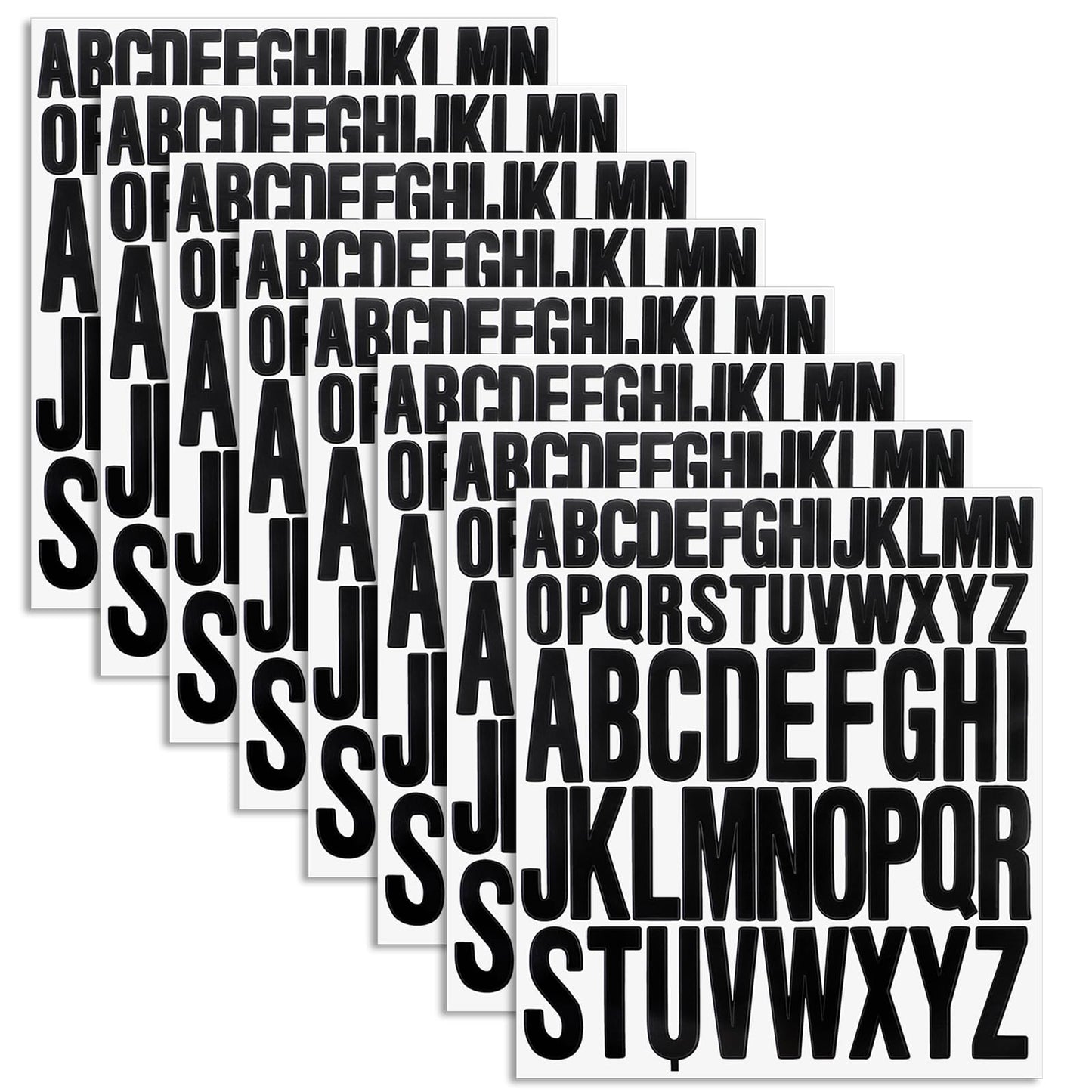 COMNICO 8 Sheets Letters Stickers, Self Adhesive Vinyl Stick on Capital Letter Alphabet Sticker Decoration Decals for Craft Door Car Classroom Notebook (Black,1 in + 2 in)