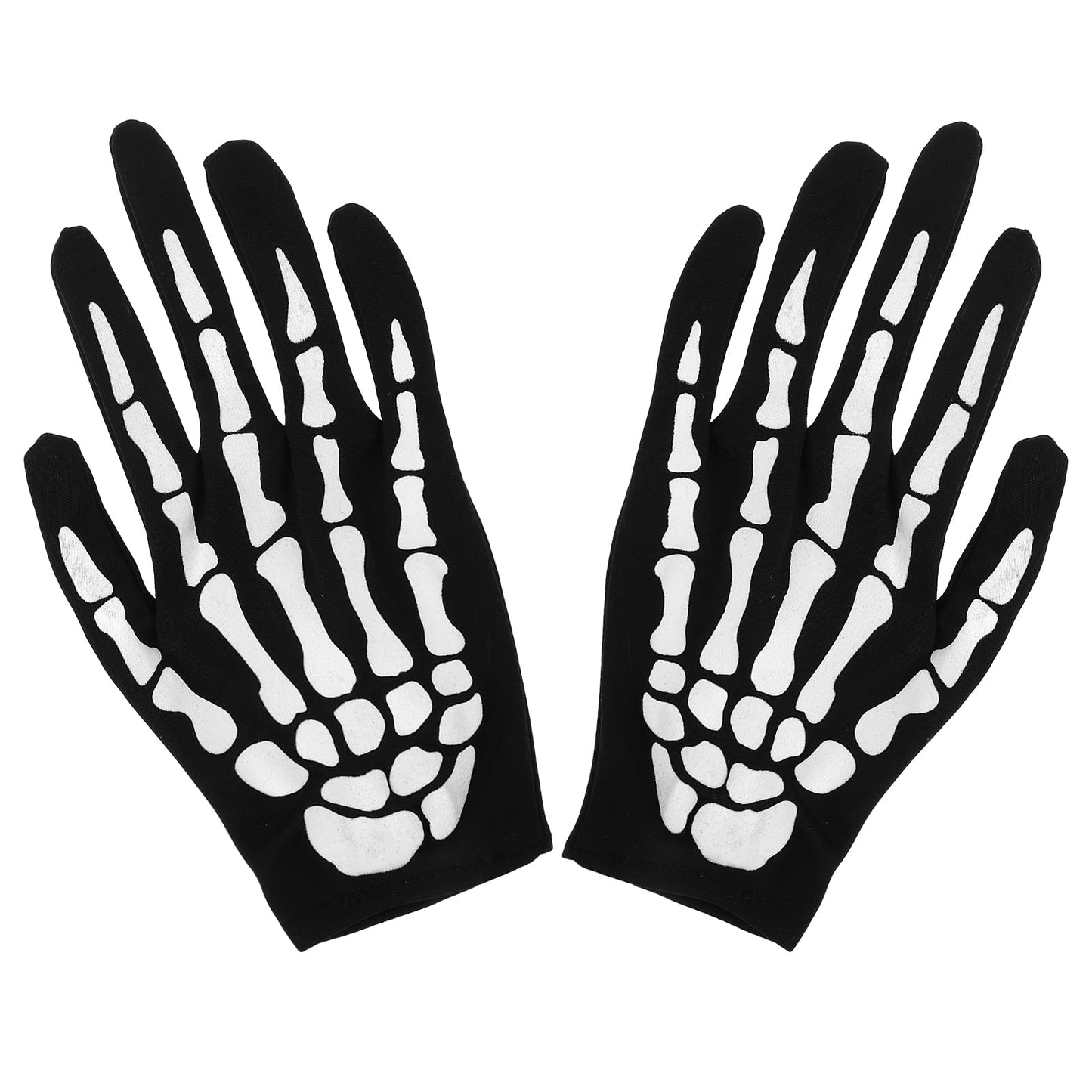 Sibba Gloves Halloween Hands Costumes 1 Pair Ghost Cosplay Skull Claws Horror Bone Scary Full Long Fingers Party Decor Rider Mittens Adults Women Men(black,short)