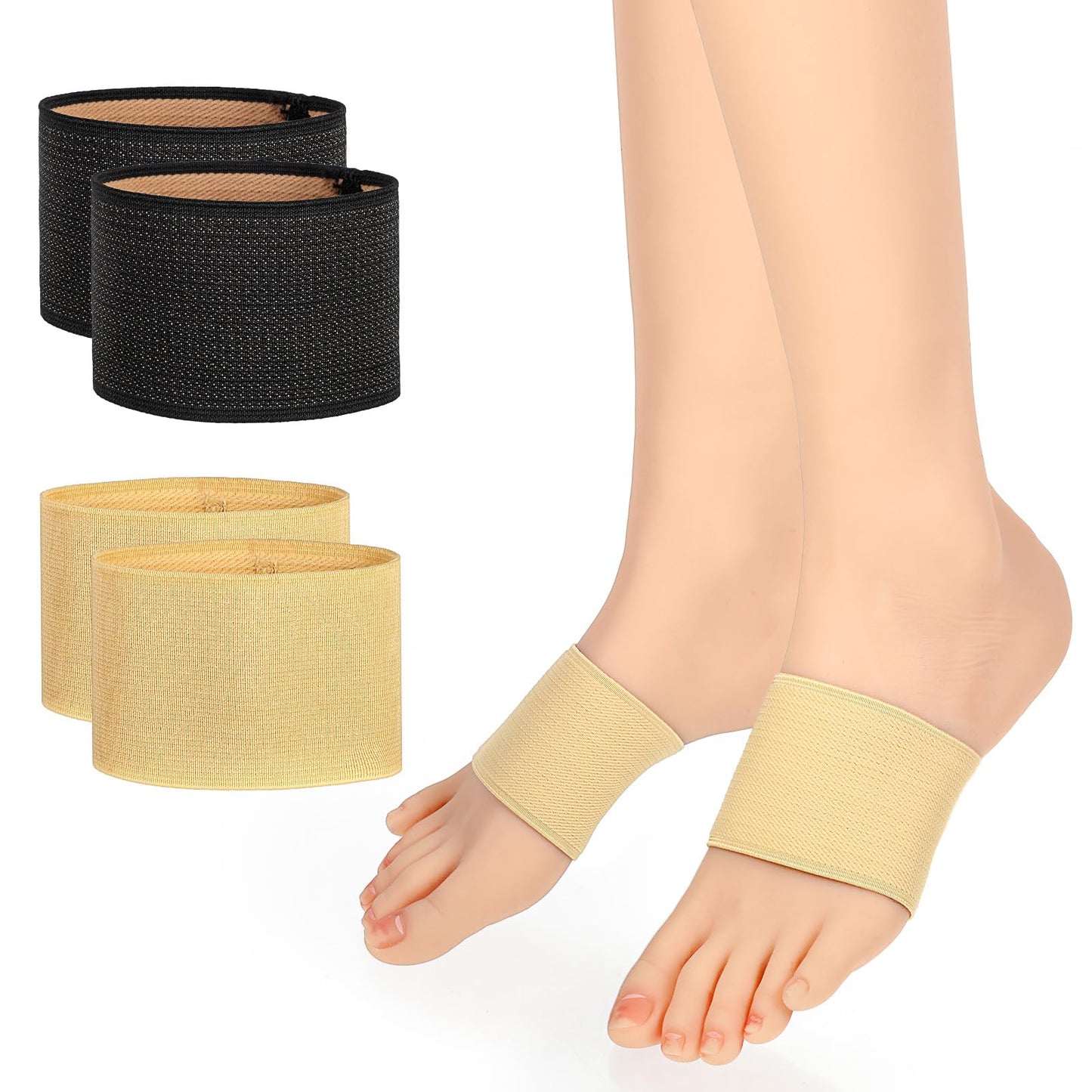 Dimeho 2 Pairs Copper Arch Support Bands for Plantar Arch Socks Support Sleeves Brace Compression Bands Sturdy Copper Infused Wrap Straps for Women Men Skin-Friendly Sleeve