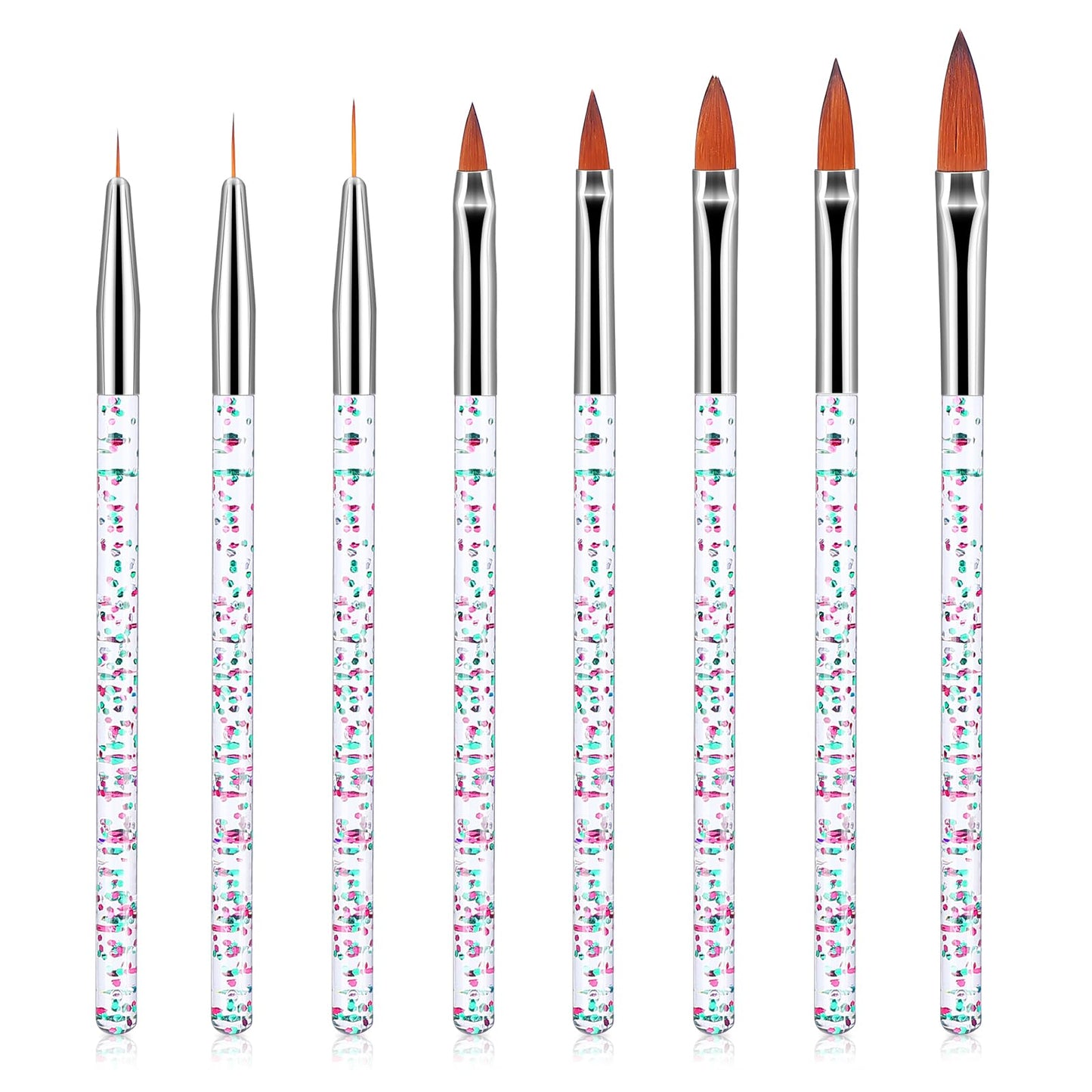 Sibba Nail Brush Polish Tip 8 Pcs Paint Dotting Pen Tools Art Thin Line Removers Applicator Finger Extension Manicure Gel Flat Round Fit Salon Home DIY Fingernail Detail Design Builder Set