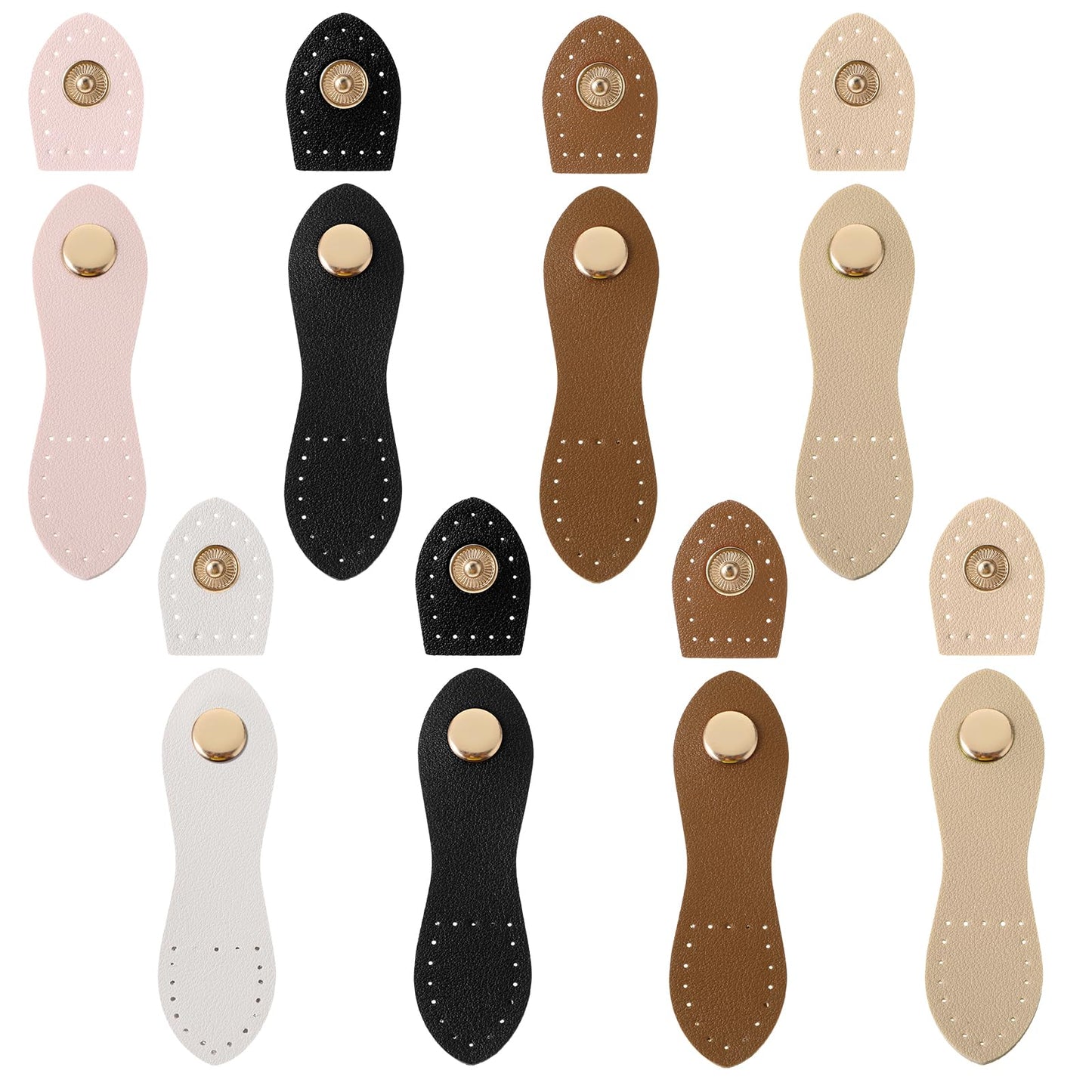 Sibba Leather Snap Buckles 8 Pcs Button Closure Buckles Purse Closure Fasteners Cowhide Tab Sewing Notions Supplies for Wallet Bag DIY Craft Pouches Coat Jacket Notebook (Multicolor)
