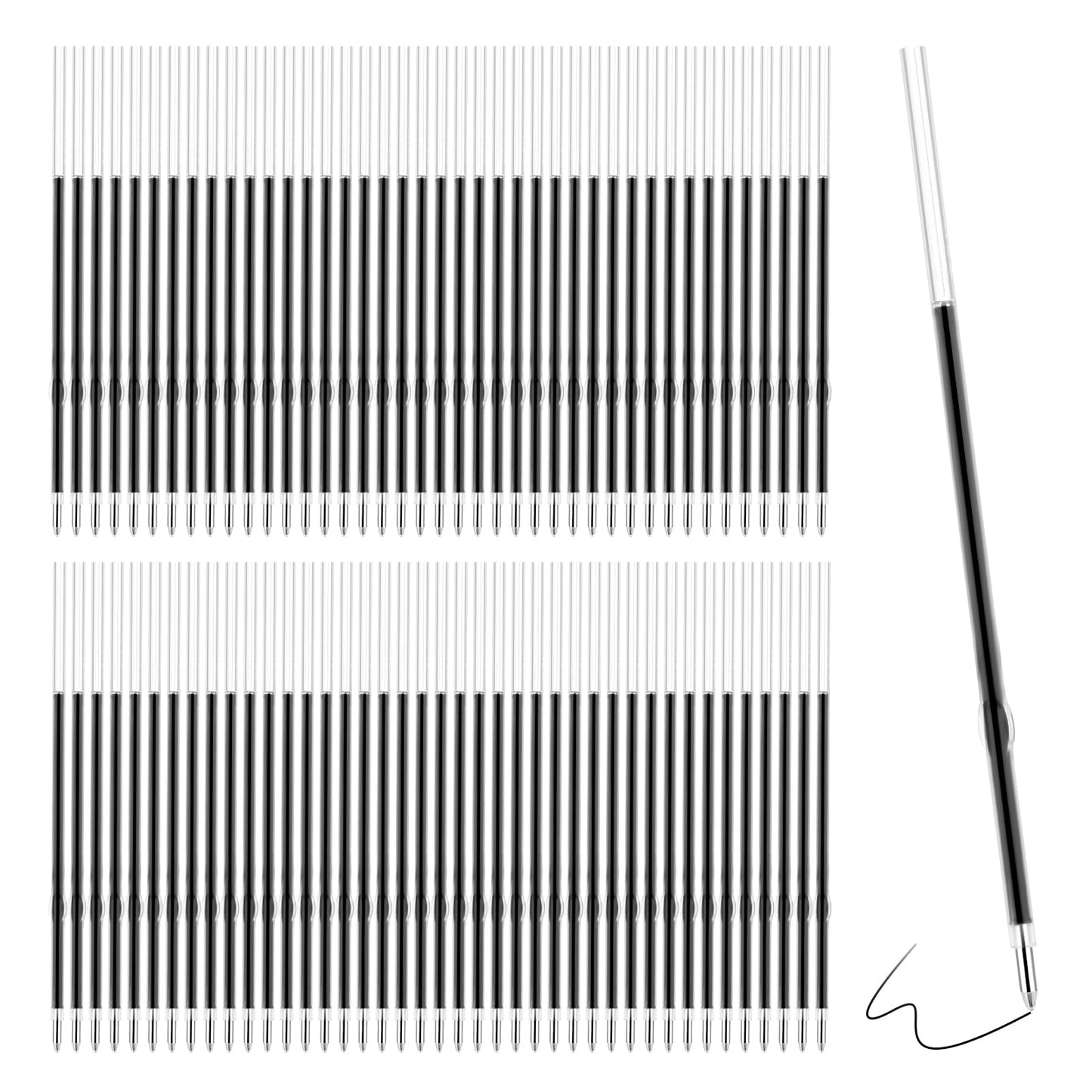 100 Pcs Ballpoint Ink Pen Refills Retractable Ballpoint Pen Refills 4.2 Inch Black Ink Refill Soft Click Pens Smooth Writing Medium Point for Journal Office School Supplies
