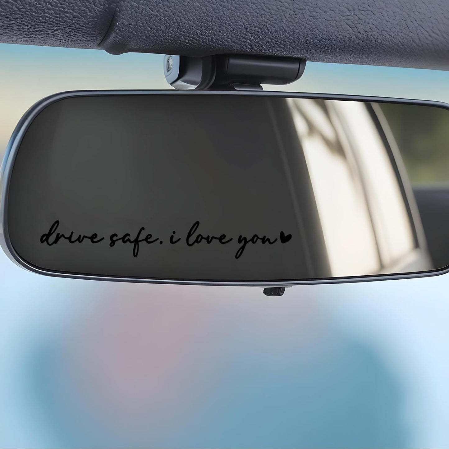 3 PCS Drive Safe Sticker Drive Safe I Love You Rearview Mirror Decal Waterproof Car Rearview Mirror Accessories Funny Car Window Decals for Girls Women Gifts Laptop Phone Case Car Window(Black)