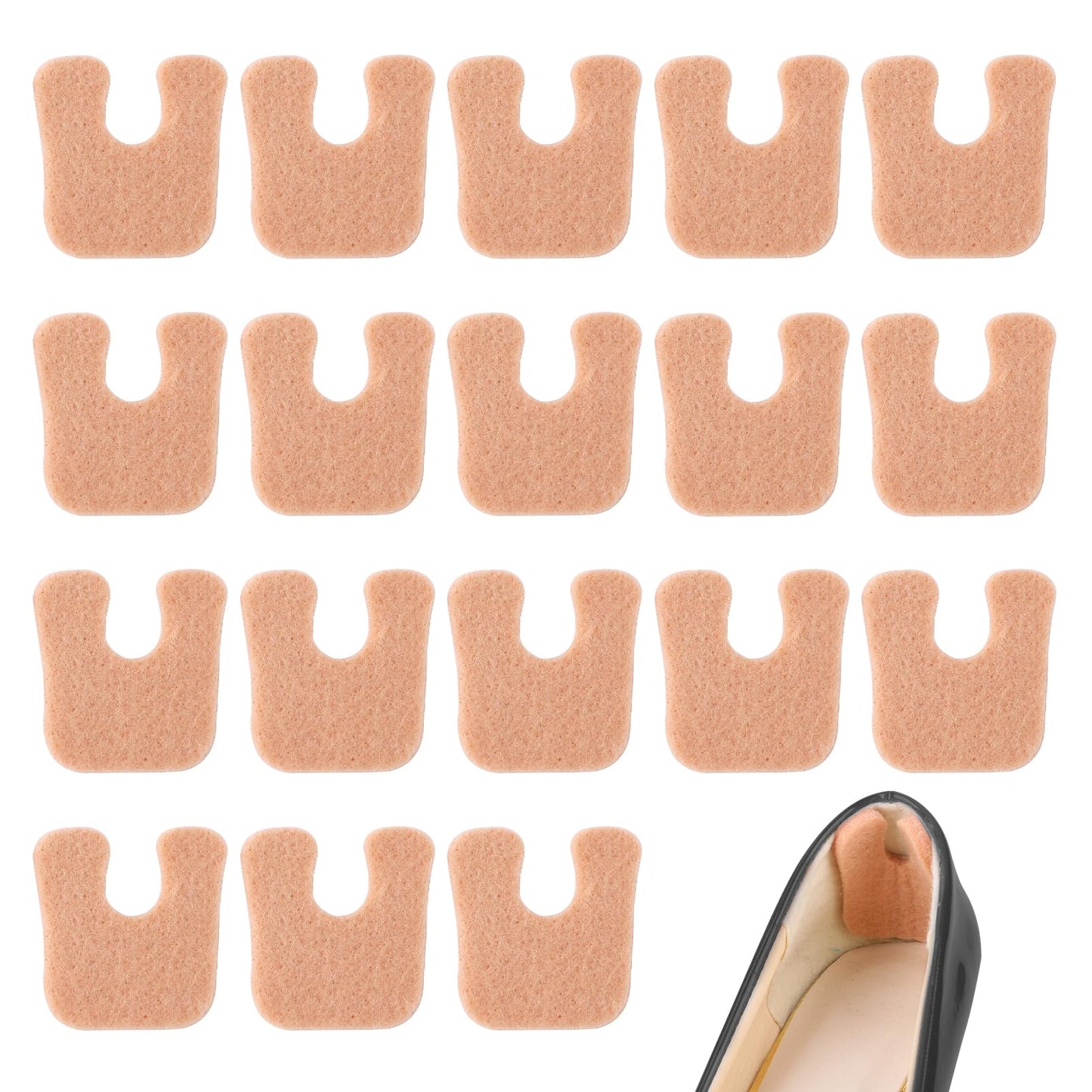 18 Pcs U Shaped Felt Foot Callus Pads Metatarsal Pads Soft Anti-Slip Forefoot Cushion Self Adhesive Foot Pads Reduce Friction for Women & Men (Beige)