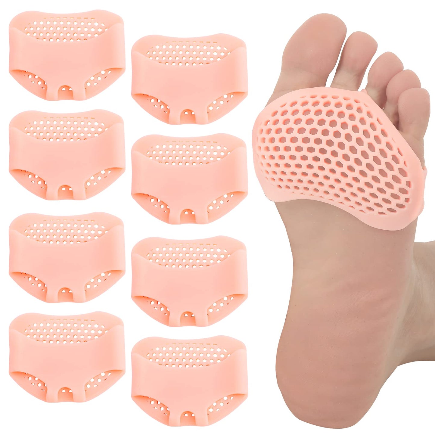 Sibba Sibba Foot Pads 4 Pairs Gel Metatarsal Forefoot Ball of Cushions Pain Relief Shoes Sole Protector Sneakers Callus Insoles High Heels Corn Remover Feet Heel Bottom Toe Inserts Women Men