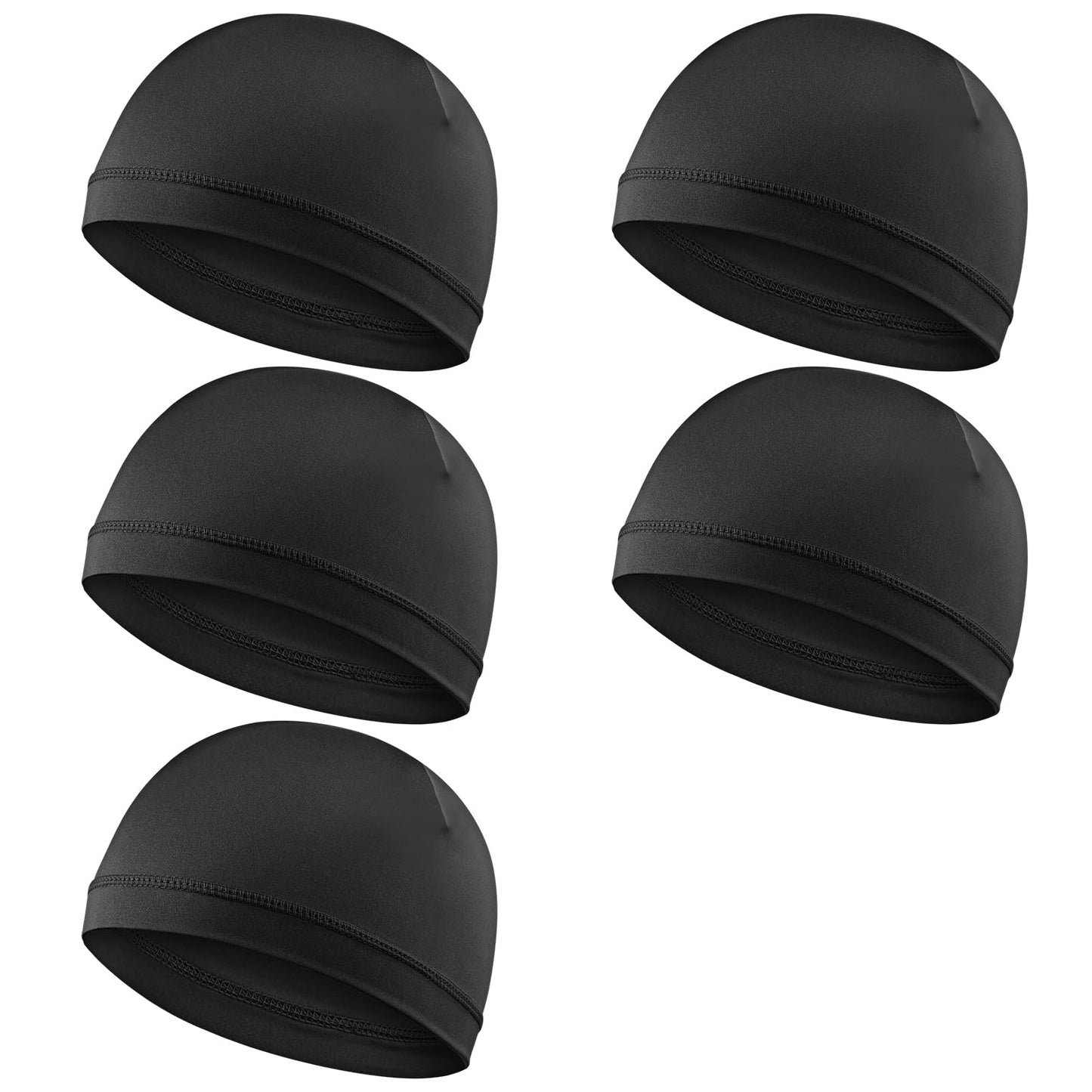 5Pcs Skull Caps Helmet Liner Sweat Wicking Thermal Running Beanie Breathable Cycling Skull Caps Lightweight Sleep Hats for Men Women