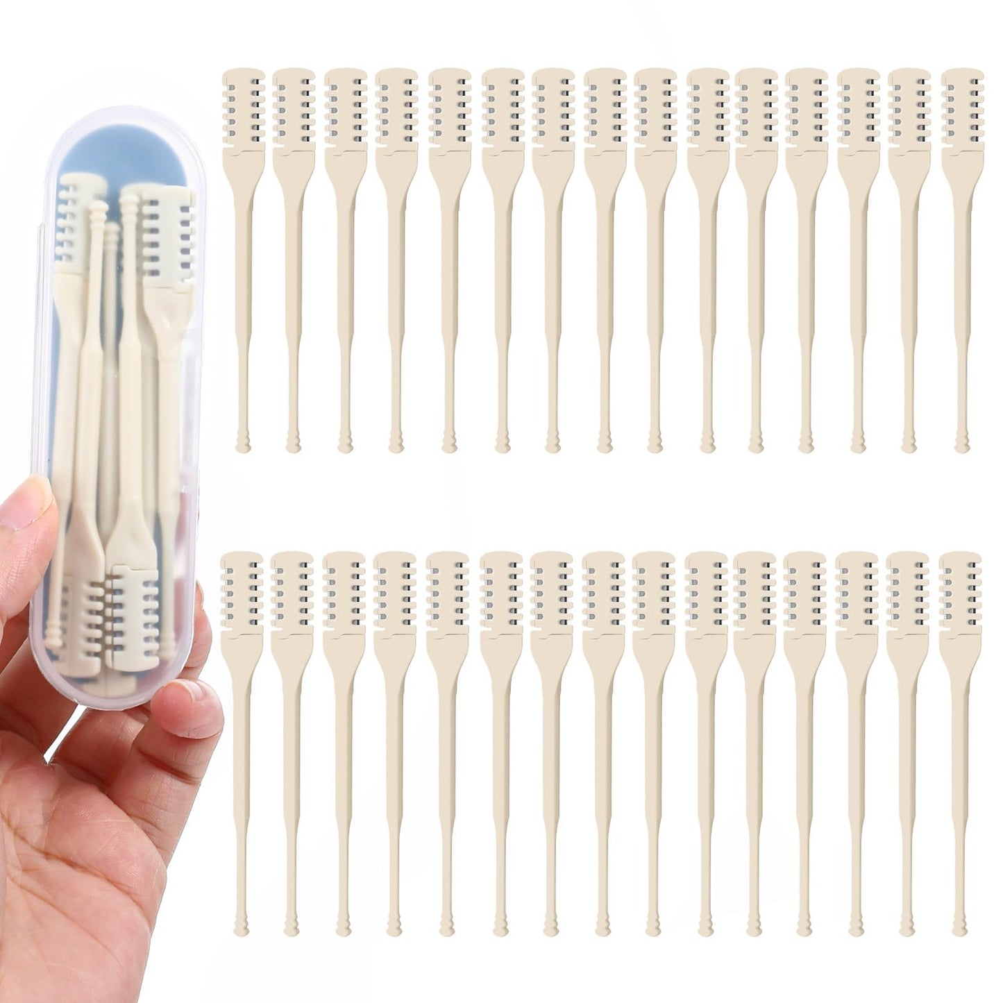 30Pcs Manual Nose Hair Trimmer - Rotating Nasal Hair Razor Cutter with Storage Box for Women and Men Double Sided Nose Hairs Cleaner Portable Nostril Remover Tools