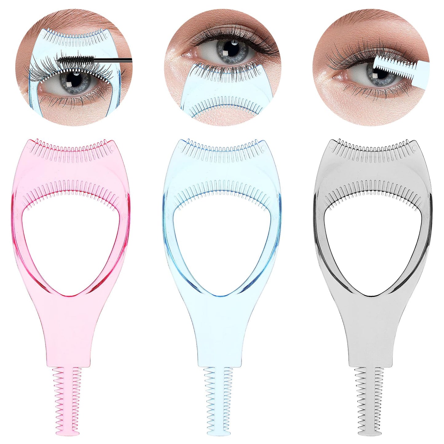 Sibba 3Pcs Mascara Shield Guard, Lashes Buddy, Silicone Upper and Lower Mascara Applicator Lash Guard, False Eyelashes Applicator, Reusable Eye Makeup Tool for Women and Girls (Black)