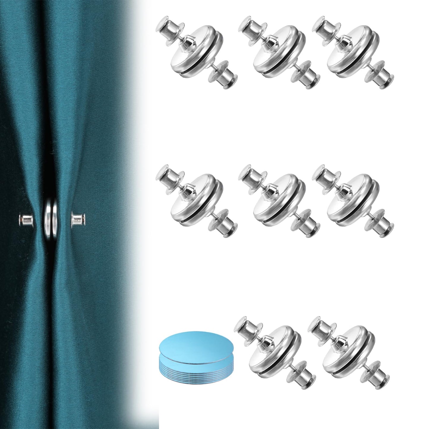 Wanmu Pack of 8 Magnetic Shower Curtain Side Clips, Magnetic Closure, Leak-proof Closure for Shower Curtains, Keep the Curtain Liner Closed on the Wall, Windproof, Stop, Splash Guard Clips