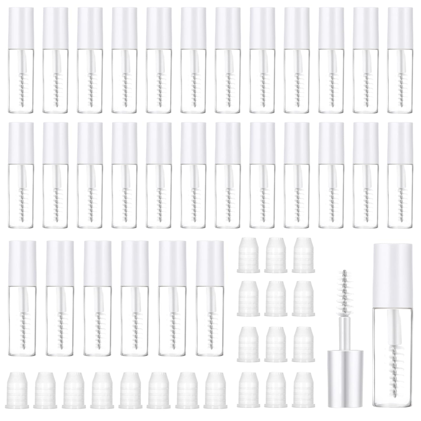 30PCS 3ml Empty Mascara Tube White Mini Mascara Tube Wand Mascaras Tubes