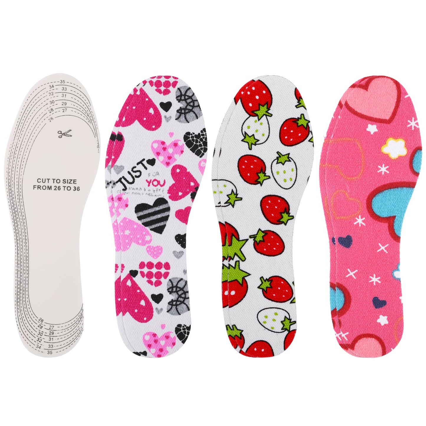 3 Pairs Shoe Insoles for Kids Memory Sponge Shoe Inserts Kids Heel Grips Soft and Breathable Child Size Insoles Cut Any Size for Trainers Walking Shoes