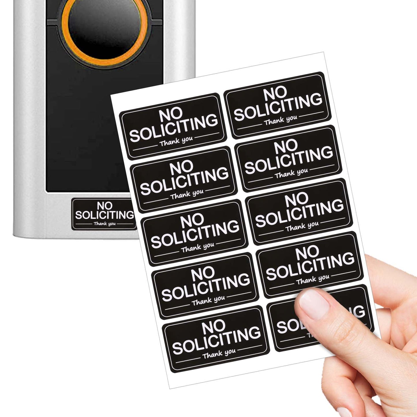 Dimeho 20Pcs Small No Soliciting Sign for House No Soliciting Sticker for Video Doorbell Window Weatherproof No Soliciting Sign