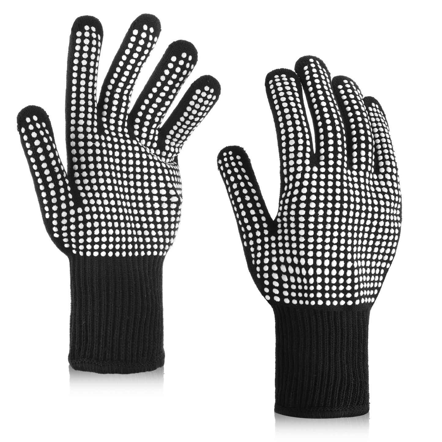 COMNICO 2 Pcs Heat Resistant Gloves with Silicone Bumps Professional Heat Proof Glove Mitts Sublimation Gloves for Hair Styling Curling Iron Wand Flat Iron