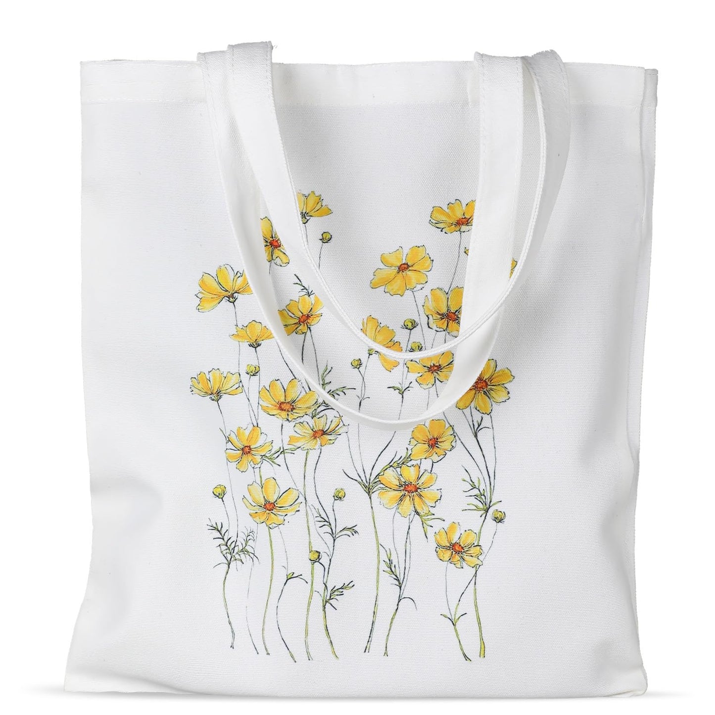 COMNICO Aesthetic Canvas Tote Bag, 1Pcs Sturdy Cotton Tote Bag with Pattern for Women Gifts Large Capacity Beach Bag Shopping Bags Shoulder Bag Reusable Grocery Bags for Vacation Shopping Grocery