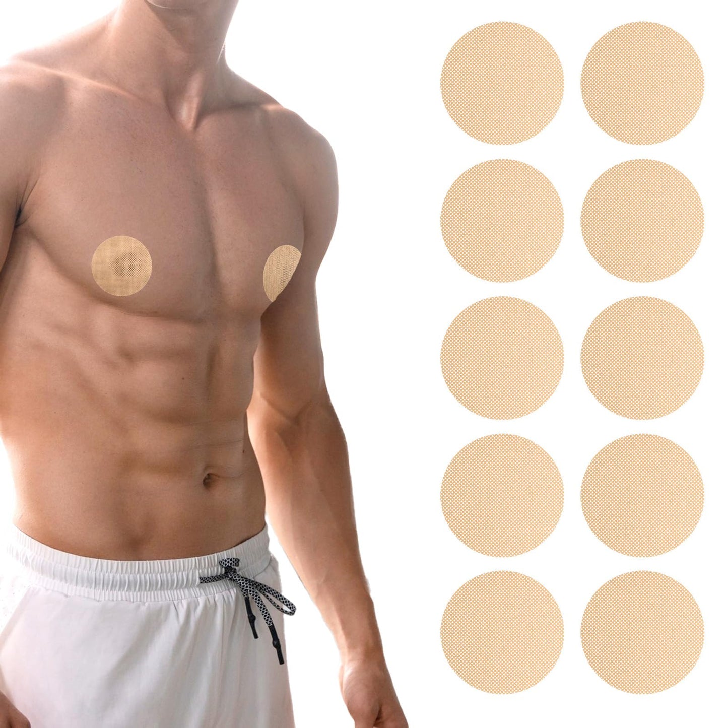 YBEATY 300 Pieces Marathon Run Gear Nipple Friction Prevention Men's Invisible Nipple Pads Waterproof Invisible Nipple Cover Breathable Hypoallergenic Nude Colour Nipple Cover, skin-coloured, S