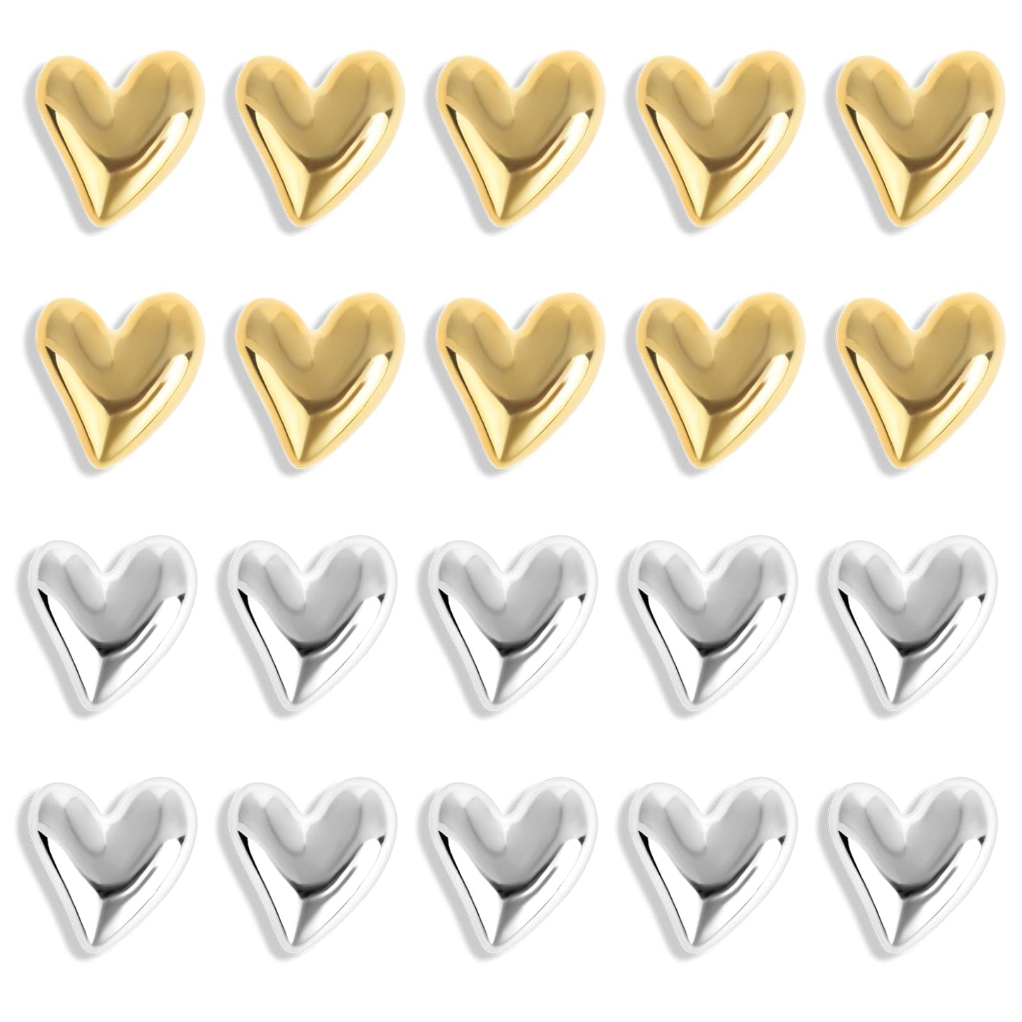 20 Pcs Refrigerator Magnets Gold Silver Heart Shaped Decorative Fridge Magnets Cute Small Magnetic Decoration for Lockers Whiteboards Billboards Home Office Kitchen Classroom Decor