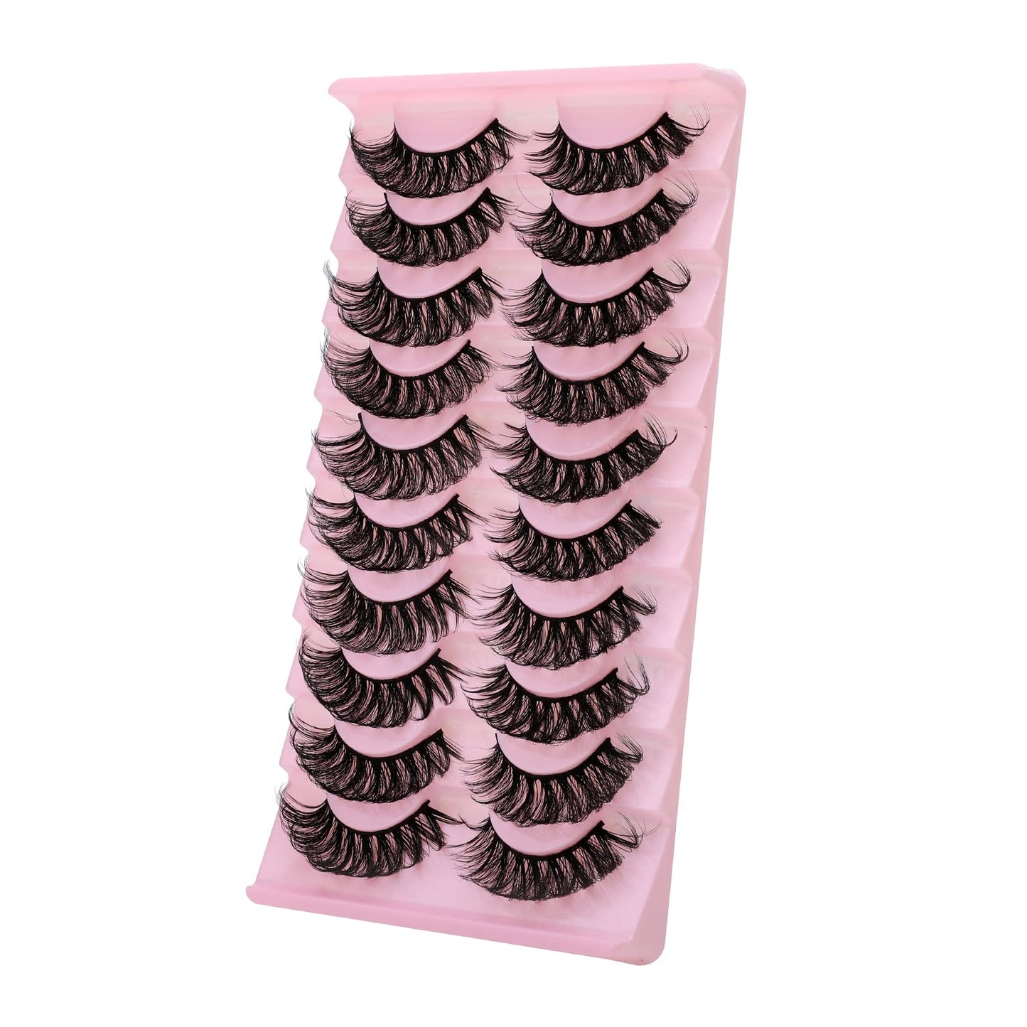 WLLHYF 10 Pairs Fake Lashes False Eyelashes Extensions 3D Russian Strip Fluffy Look Eye Curl Strips Faux Mink Volume Clusters Color Eyelash Pack Easter Party Makeup Kits (Style 01)