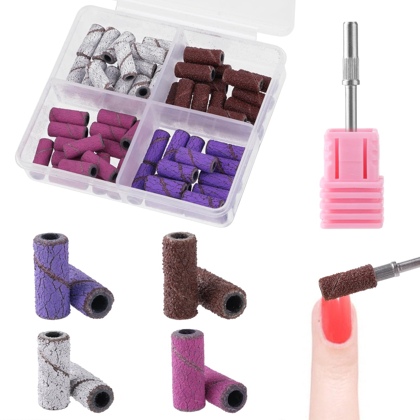 60Pcs Professional Sanding Bands for Nail Drill Mini Nail File Set Small Mandrel Bit Sander Bit Fine-grained for Manicures and Pedicures Nail Gel Removing Shaping Nail Accessories
