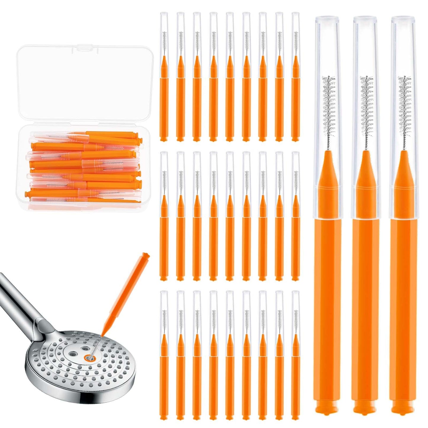 30Pcs Shower Head Cleaner Multifunctional Slit Cleaning Brushes Picks Small Anti-Clogging Nozzle Brush Crevice Gaps Holes Cleaner Tool for Household Bathroom Car Washers 3D Printer Tubes