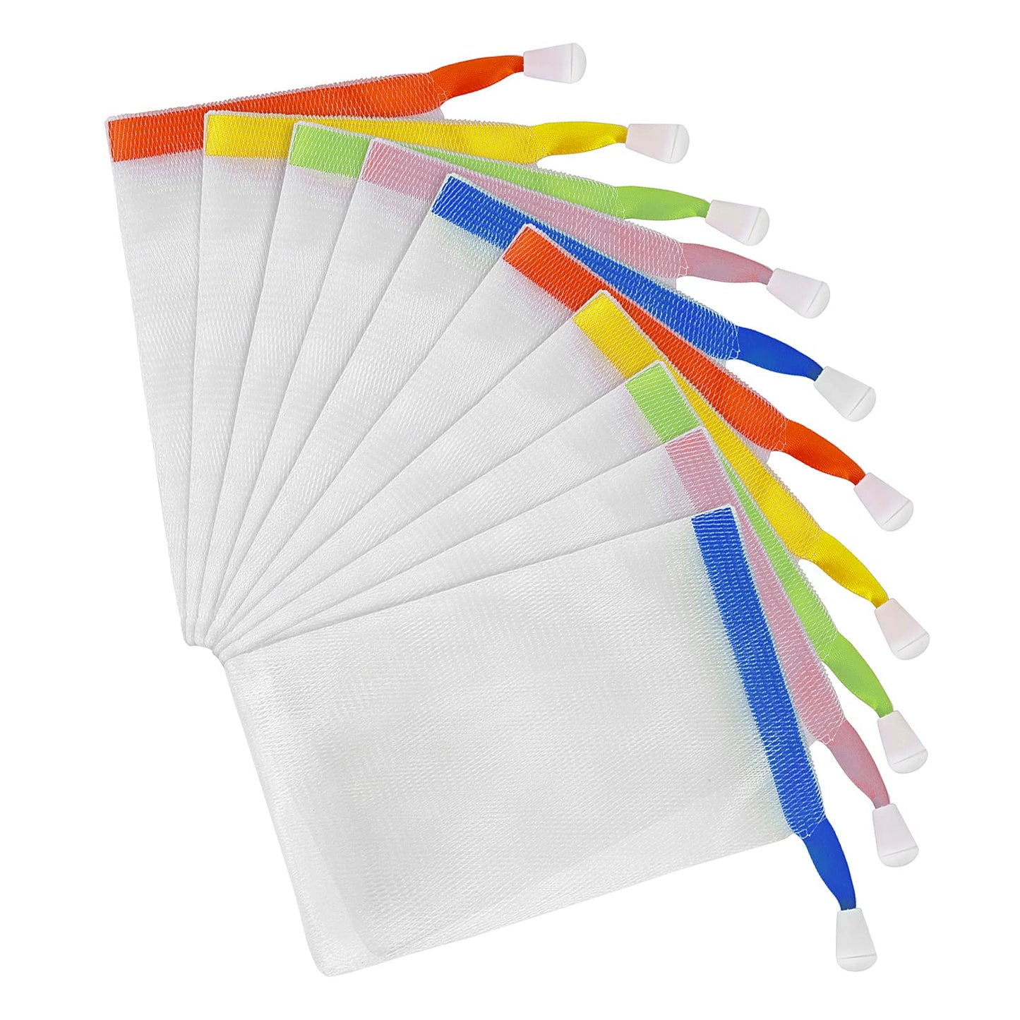 Sibba Nylon Face Cleansing Foaming Nets 10 Packs Bubble Foam Exfoliating Mesh Soap Bar Pouch Storage Lanyard Holder Saver Bag Body Face Cleansing Accessory(Drawstring Color Random)