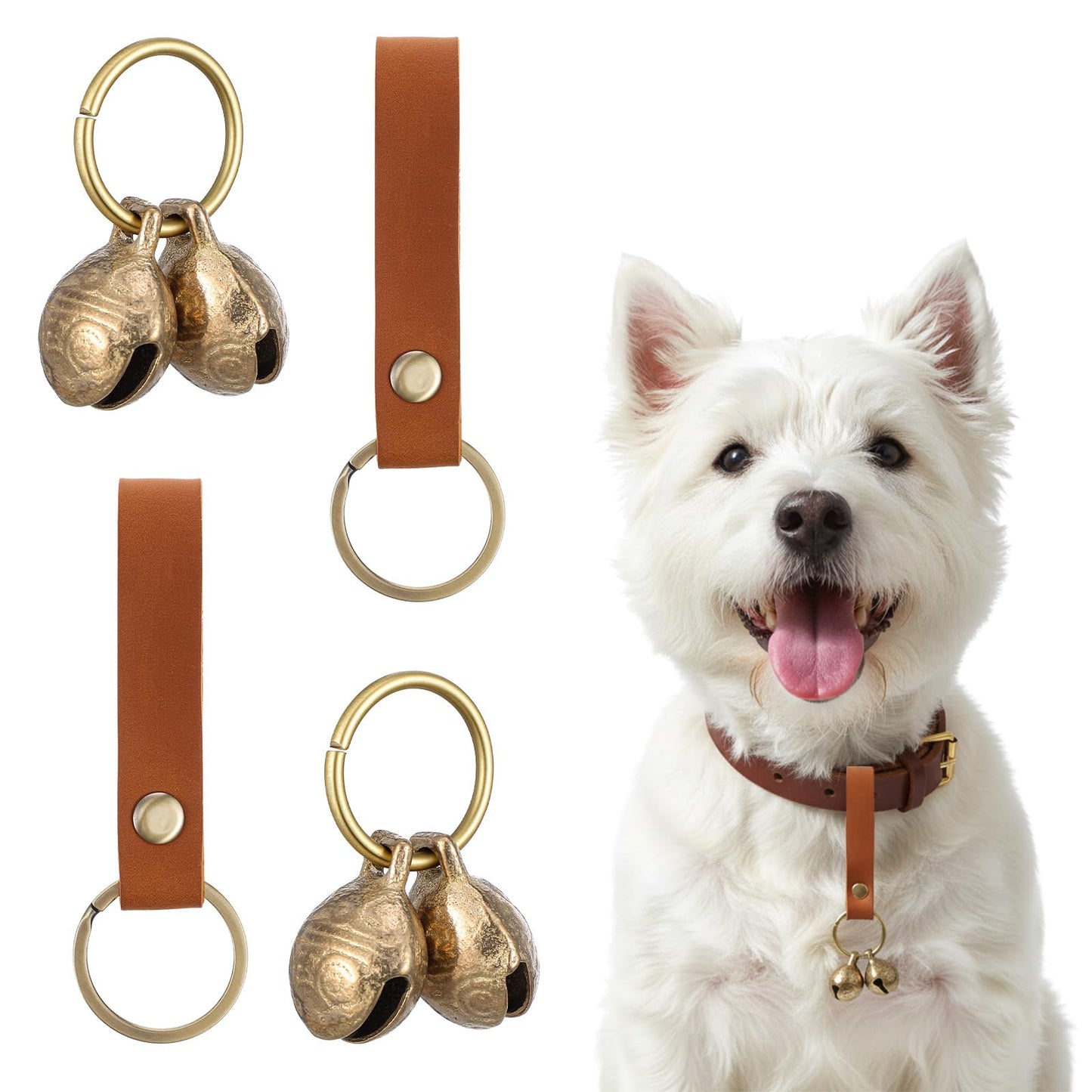 ElevateTech Copper Bell for Dog Collar, 4 Pcs Extra Loud Cat Dog Pet Bells Brass Copper Bells for Pet Tracking Anti Lost Pets ID Pendant Accessories Anti Theft Collar Charms for Little Dogs & Cats
