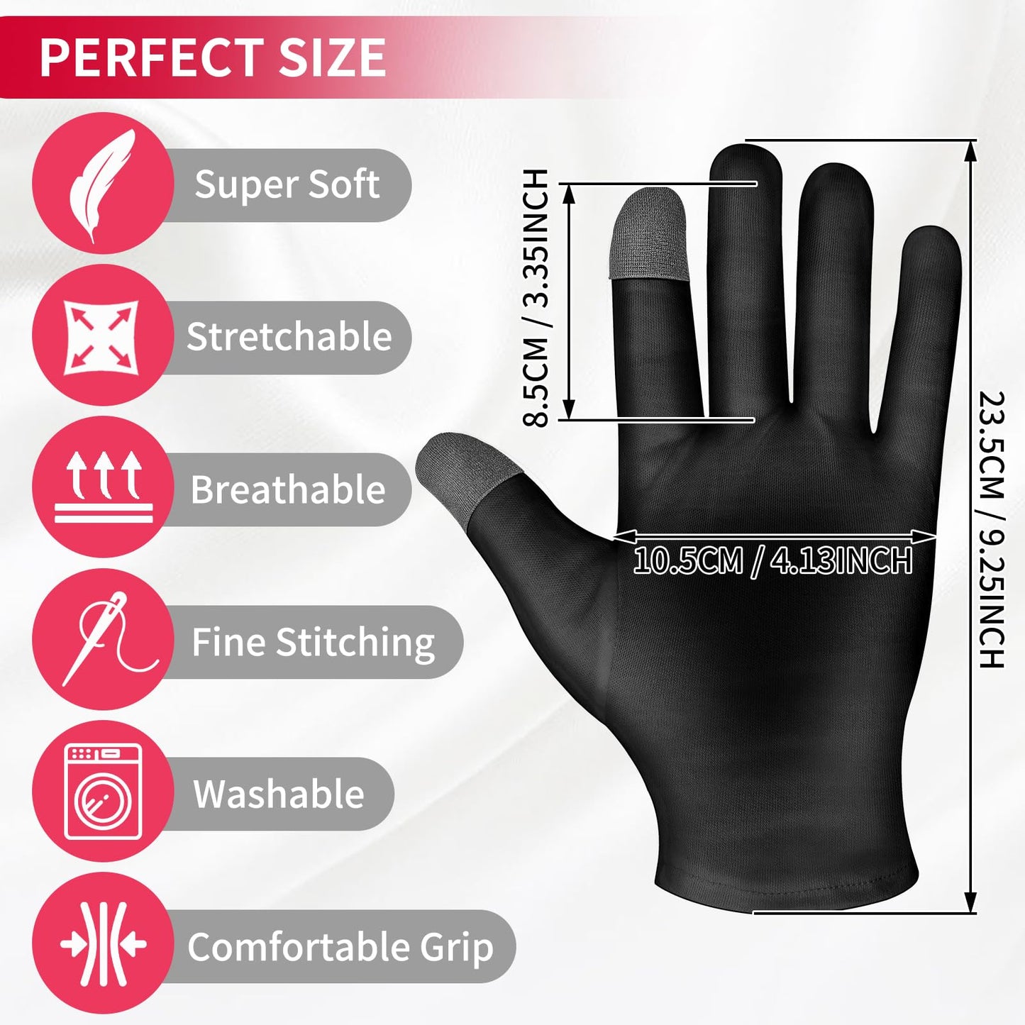 Sibba 4 Pairs Moisturizing Gloves Overnight, Touch Screen Gloves White Cotton Gloves for Dry Hands Eczema, Hand Spa Treatment Gloves for Repair Rough Cracked Dry Chapped Hands Skin, Inspection Gloves