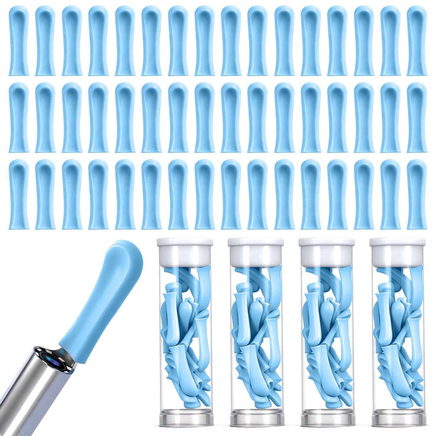 105 Pcs Ear Wax Removal Replacement Tips for Ear Camera, Replacement Tips Ears for Wet/Dry Waxs Cleaning Spoon Accessories Silicone Soft Cleaning Cap for Teen Adult Ears Wax Removal Endoscope