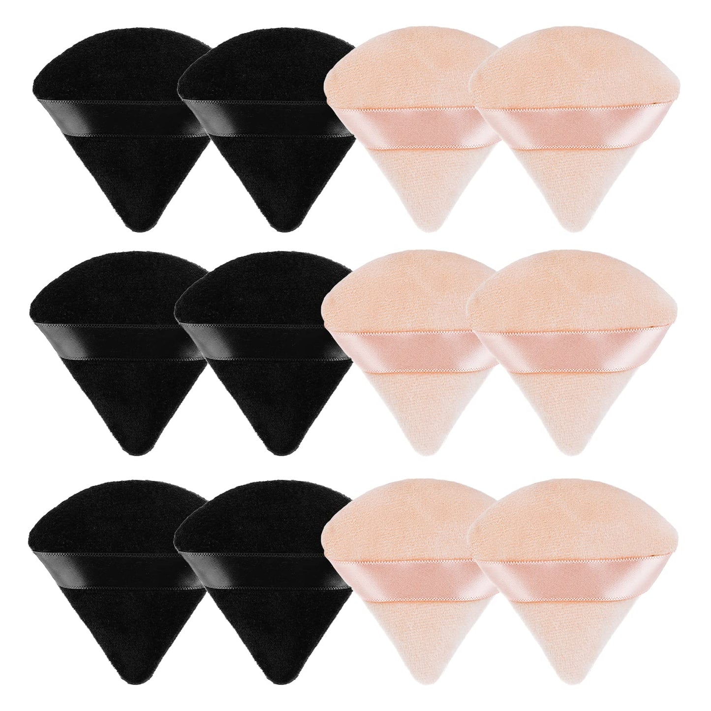 Sibba 12 Pieces Triangle Powder Puffs Face Cosmetic Powder Puff Washable Reusable Soft Plush Powder Sponge Makeup Foundation Sponge for Face Body Loose Powder Wet Dry Makeup Tool