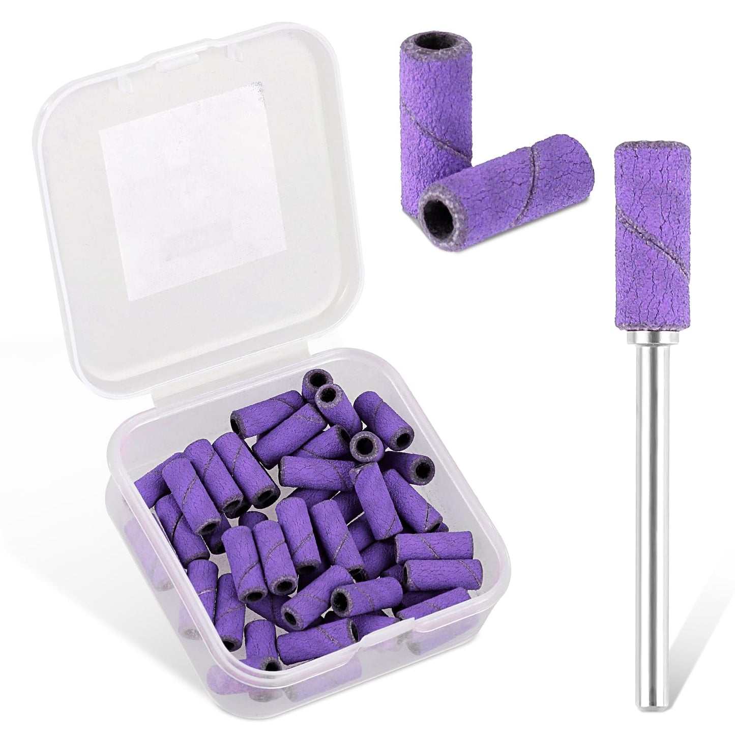 50Pcs Coarse Fine Sanding Bands Upgrade Design Replacement Nail Drill Bit Professional Nail File Sanding Bands Stainless Steel Mandrel Cuticle Bit for Removing Acrylic Gel Polishing Salon Manicures