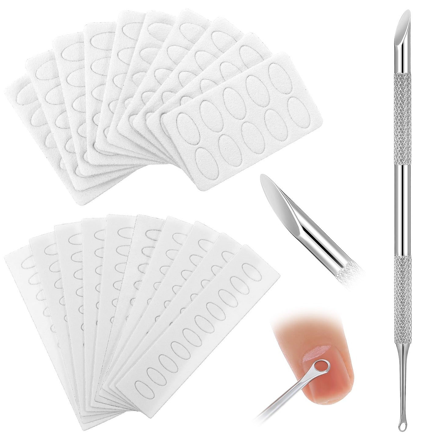 Wanmu Pre-treatment Cuticle Pusher, Prep Nail Pushers, Dual Ended Cuticle Remover with Sandpaper Sheets, Dead Skin Removing Manicure Tool for Nail Care Art Nail Prep